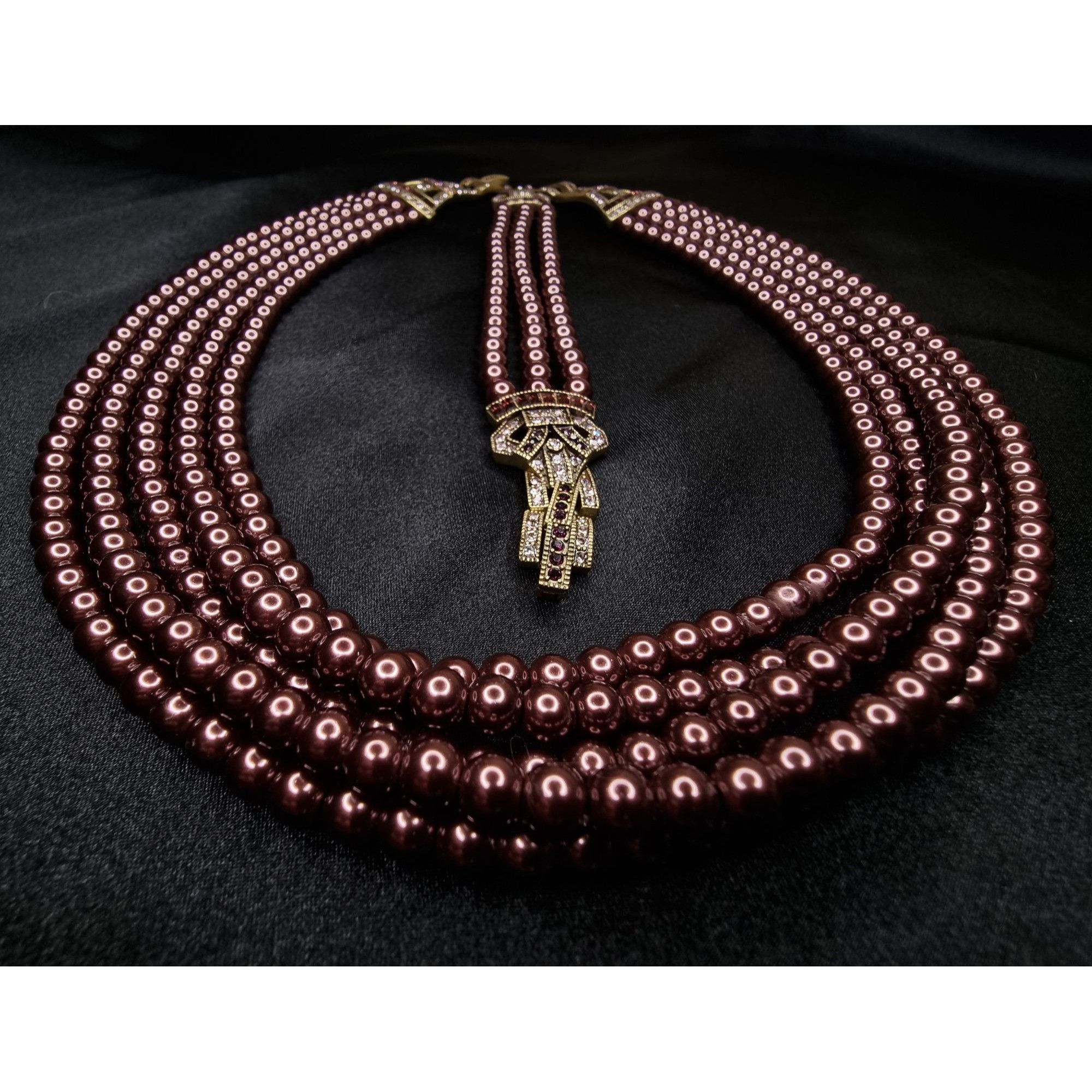 Vintage Heidi Daus Multi-Strand Burgundy Pearl Necklace Bracelet Size ONE SIZE - 4 Thumbnail
