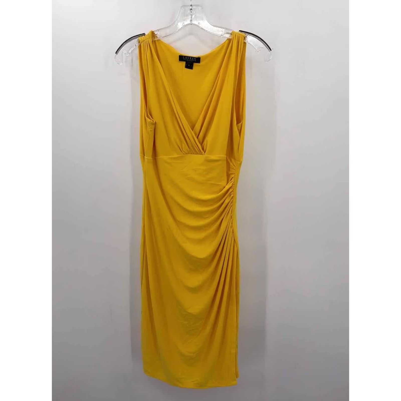 Vintage Lauren Short Sleeveless Dress Yellow 6 Regular Women Size 28" / US 6 / IT 42 - 2 Thumbnail