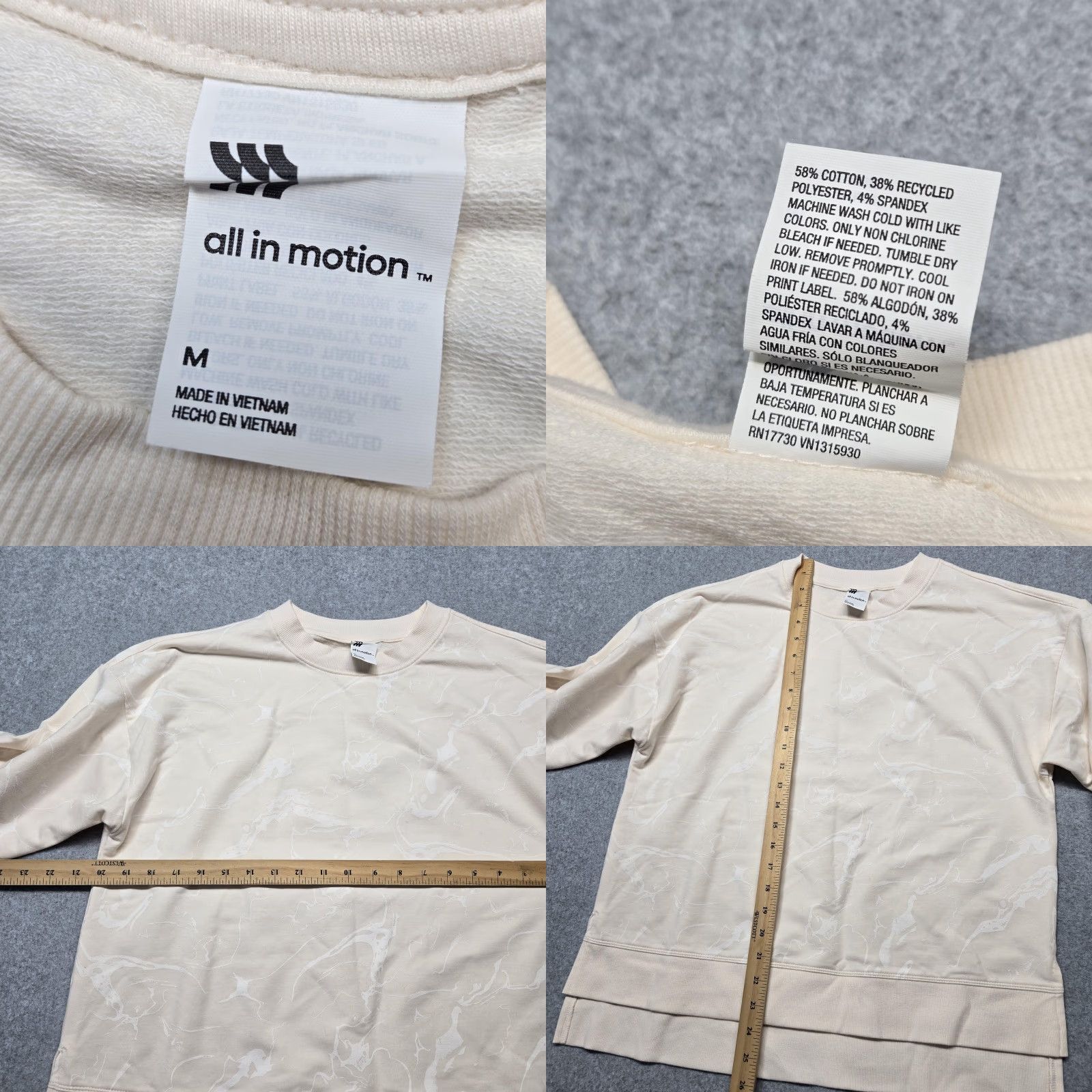 Vintage All In Motion Sweatshirt Womens M White Pullover Fleece Oversized Relaxed Fit Size M / US 6-8 / IT 42-44 - 8 Thumbnail