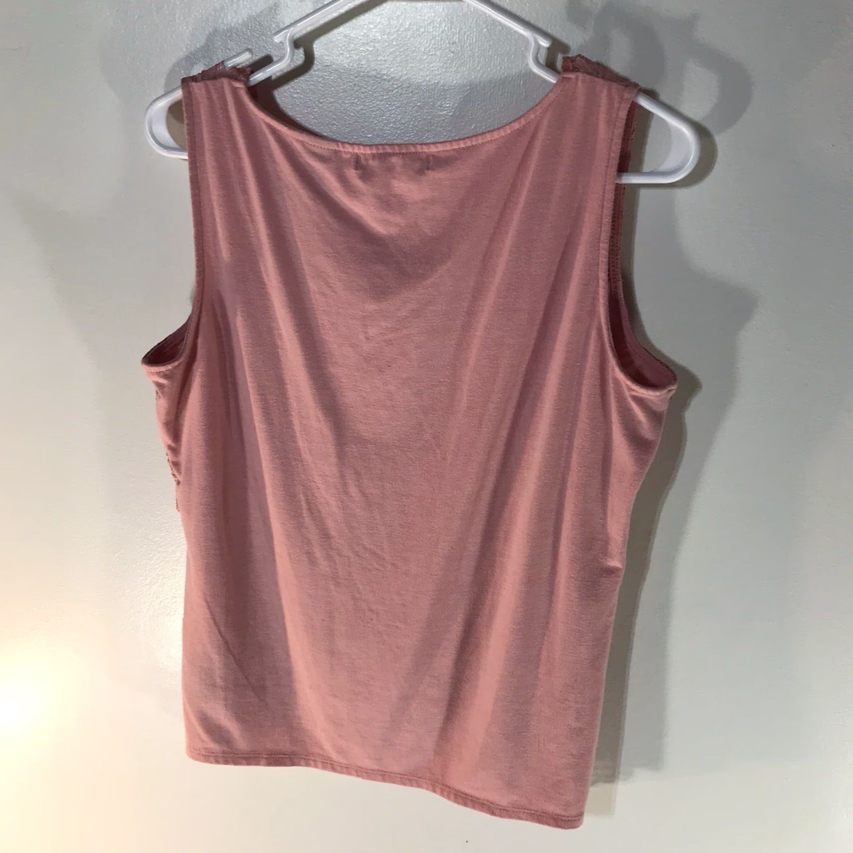 Liz Claiborne LIZ CLAIBORNE Pink Lace Sheer Blouse Top Womens Size L Short Sleeve Round Neck Size L / US 10 / IT 46 - 2 Thumbnail