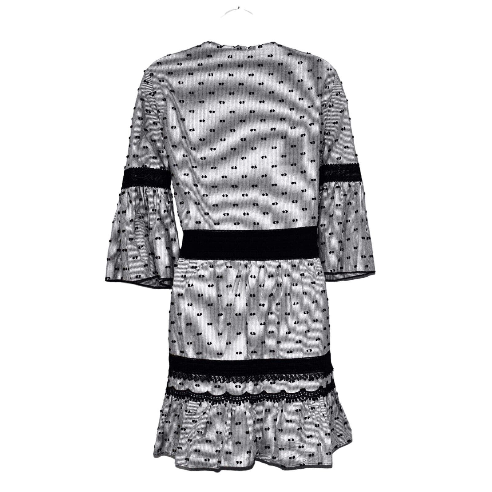 KOBI HALPERIN NEW KOBI HALPERIN Gray White Black Dots Bell Sleeve Dress XS Size XS / US 0-2 / IT 36-38 - 4 Thumbnail