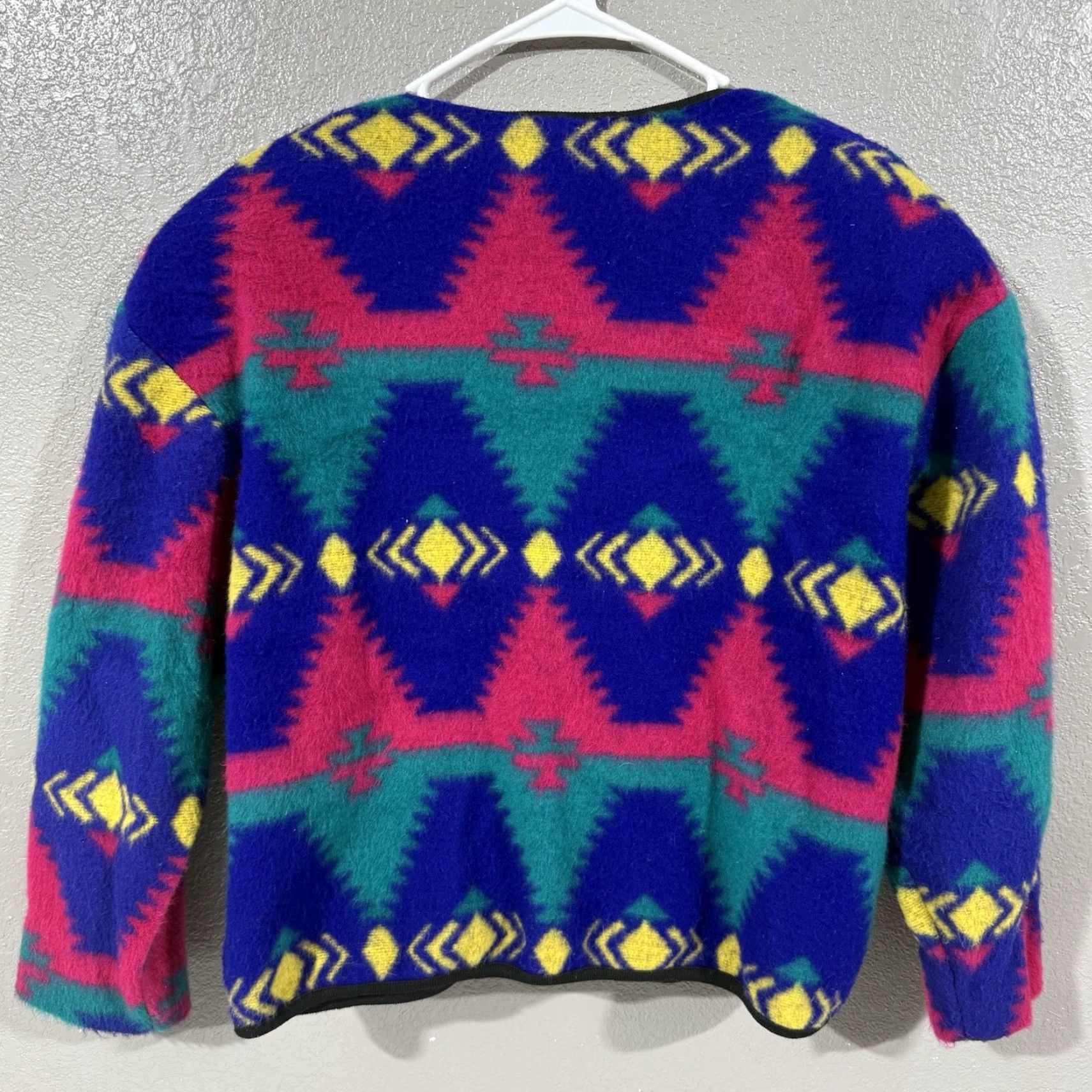 Vintage VINTAGE David Wayne Cardigan Women's S Small 80's Geometric Aztec Purple Fleece Knit Cardigan Accessories Buttons Shoulder Pads Size S / US 4 / IT 40 - 5 Thumbnail