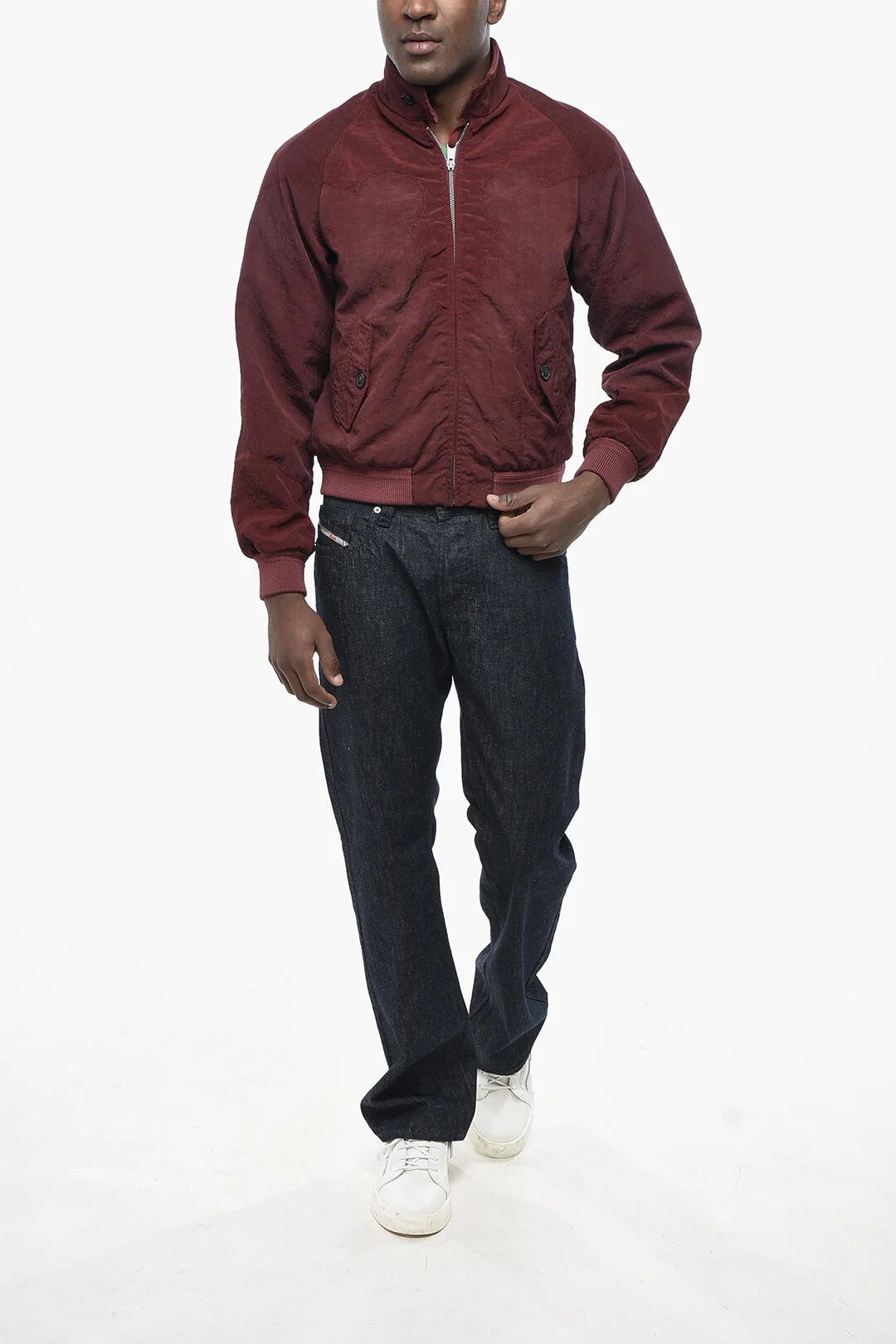 Maison Margiela og1mm0326 Nylon Bomber Jacket in Burgundy Size US XXS / EU 40 - 4 Thumbnail