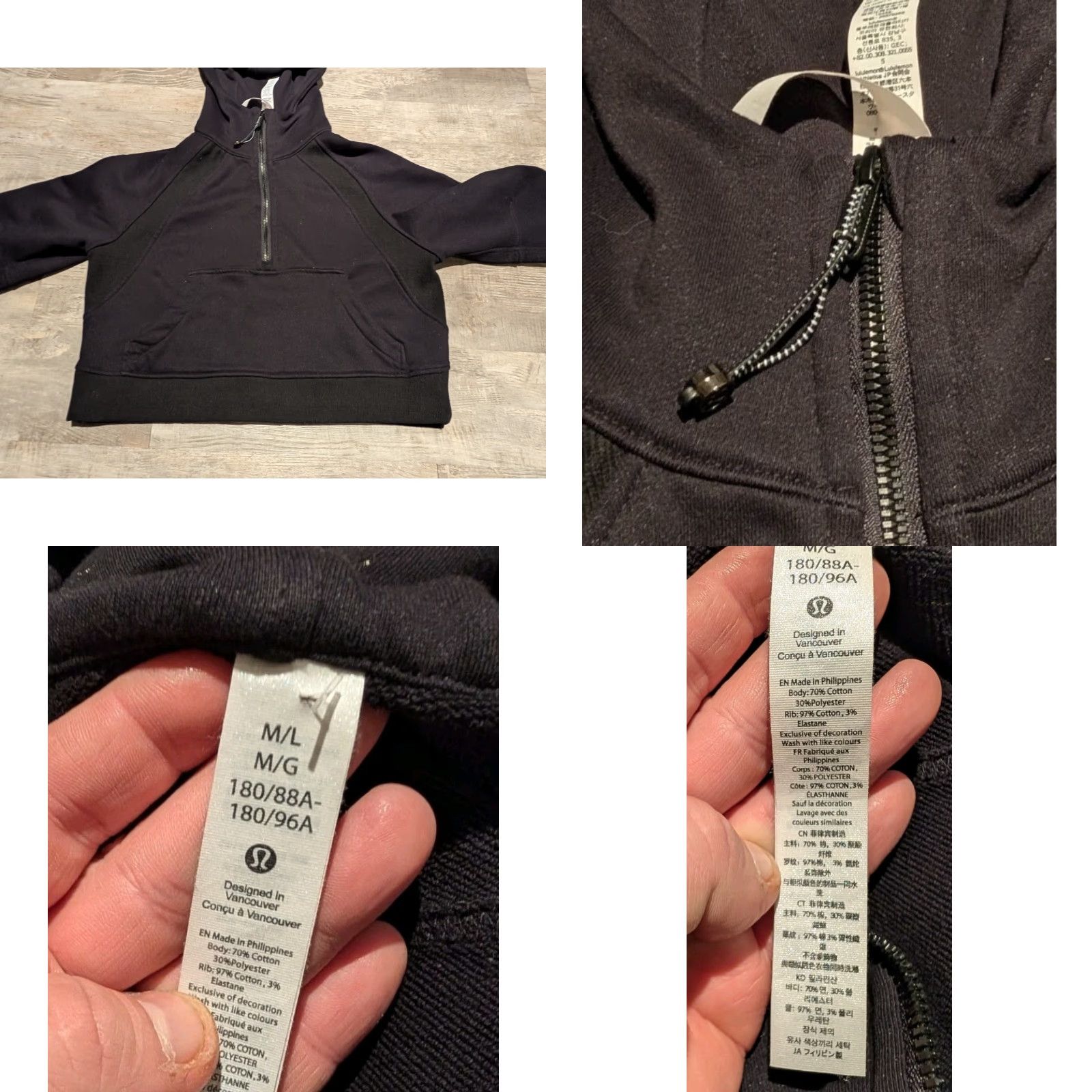 Lululemon VINTAGE Lululemon Women's M/L Scuba Oversized Half Zip Hoodie Black EUC Size M / US 6-8 / IT 42-44 - 8 Thumbnail