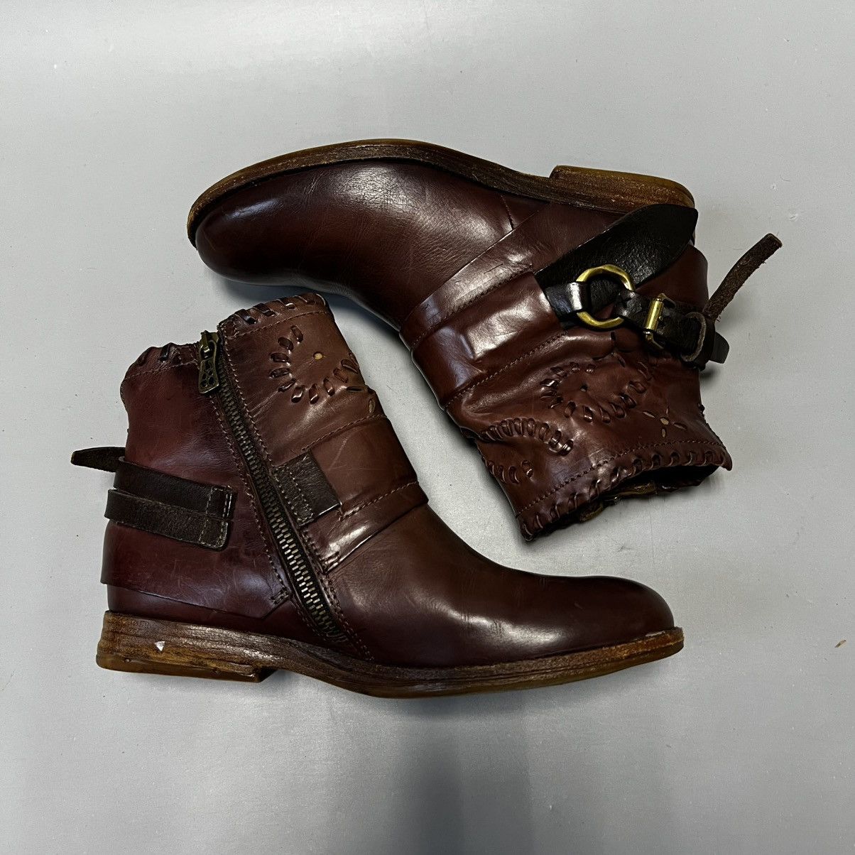 A.S.98 A.S.98 Airstep Design Zip Ankle Boots Shoes Burgundy leather Size US 7 / IT 37 - 3 Thumbnail