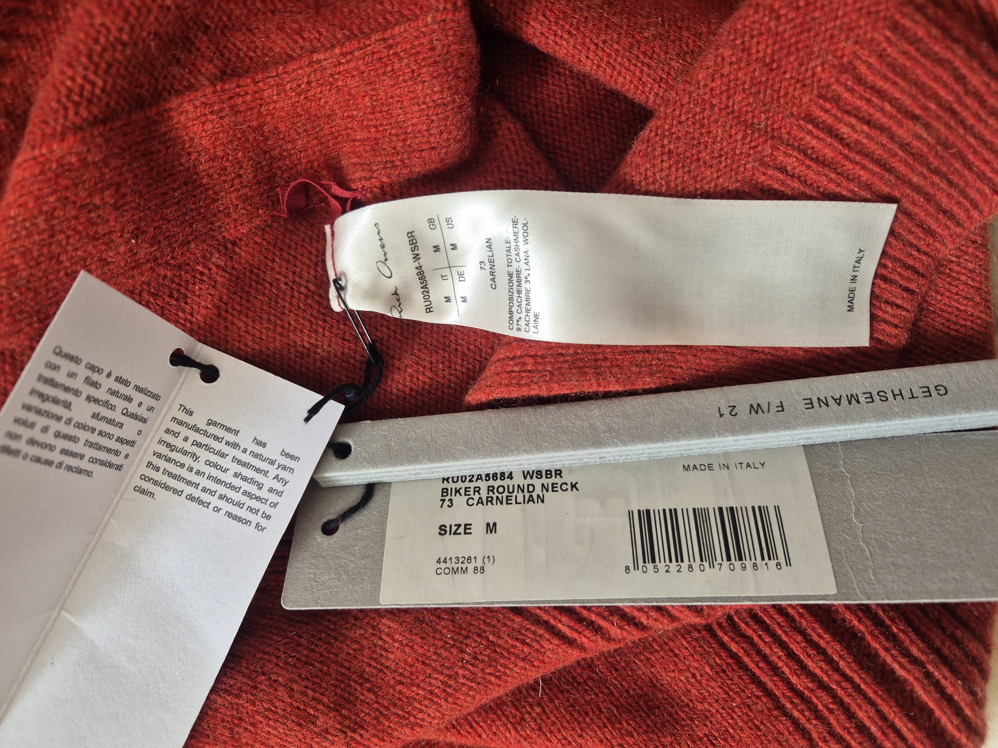 Rick Owens Rick Owens biker round neck cashmere (97%) sweatshirts new Size US M / EU 48-50 / 2 - 6 Thumbnail