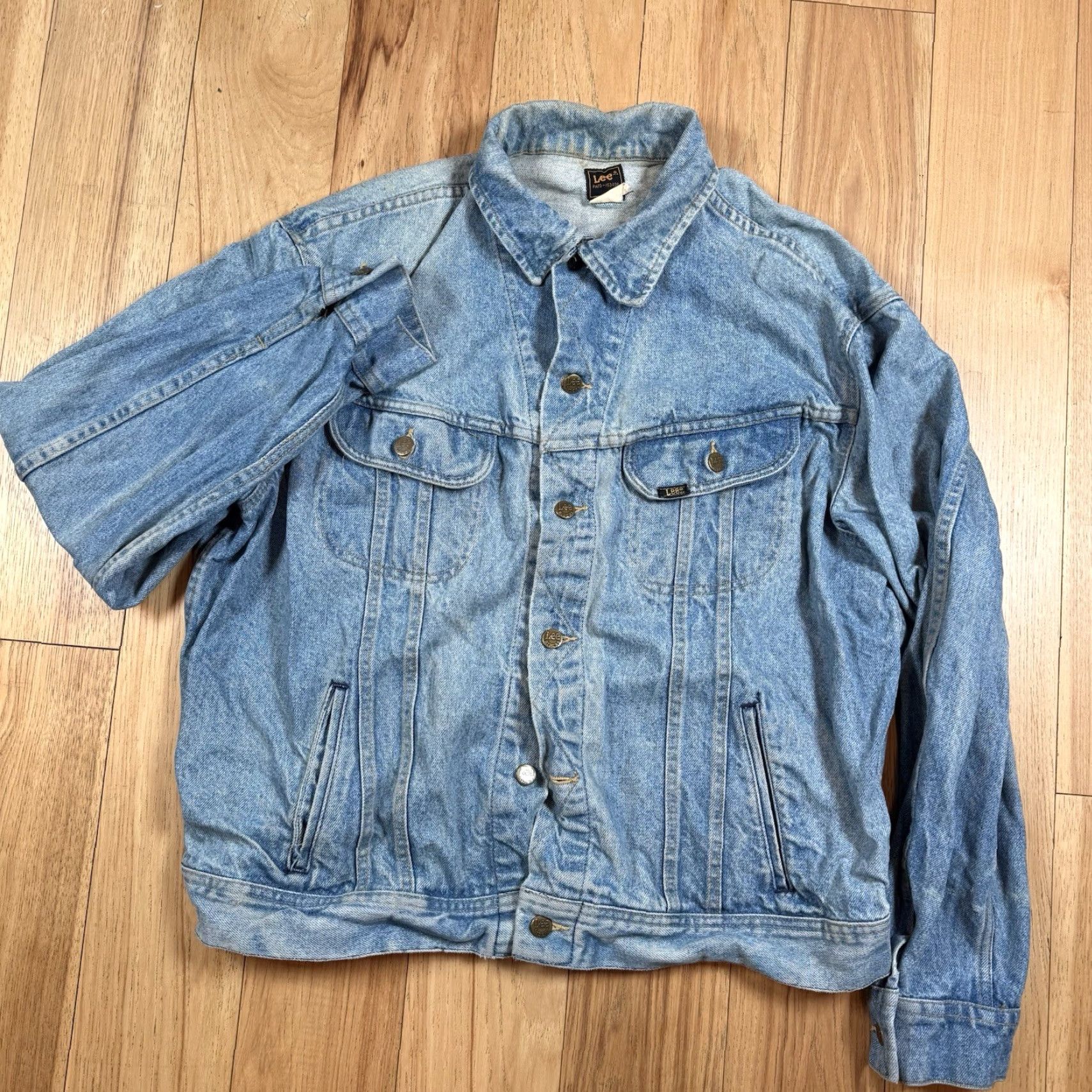 Lee VINTAGE Lee Rider Denim Jacket Mens 48L Blue Biker Trucker Light Jacket Denim Blue Mens 48L Biker Lee Rider VTG Size US M / EU 48-50 / 2 - 2 Thumbnail