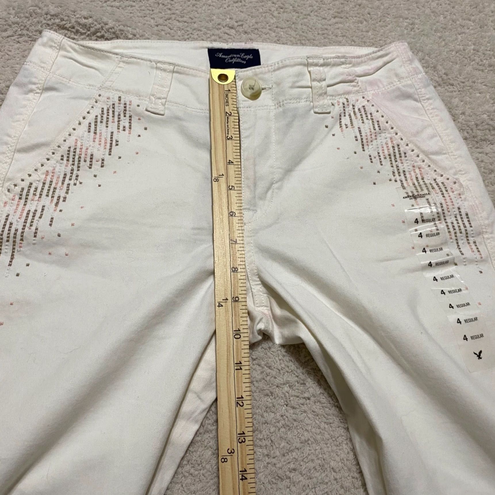 American Eagle Outfitters VINTAGE American Eagle Jeans Womens 4 White Skinny Stretch Cotton Denim Pants Casual Size 27" / US 4 / IT 40 - 4 Thumbnail