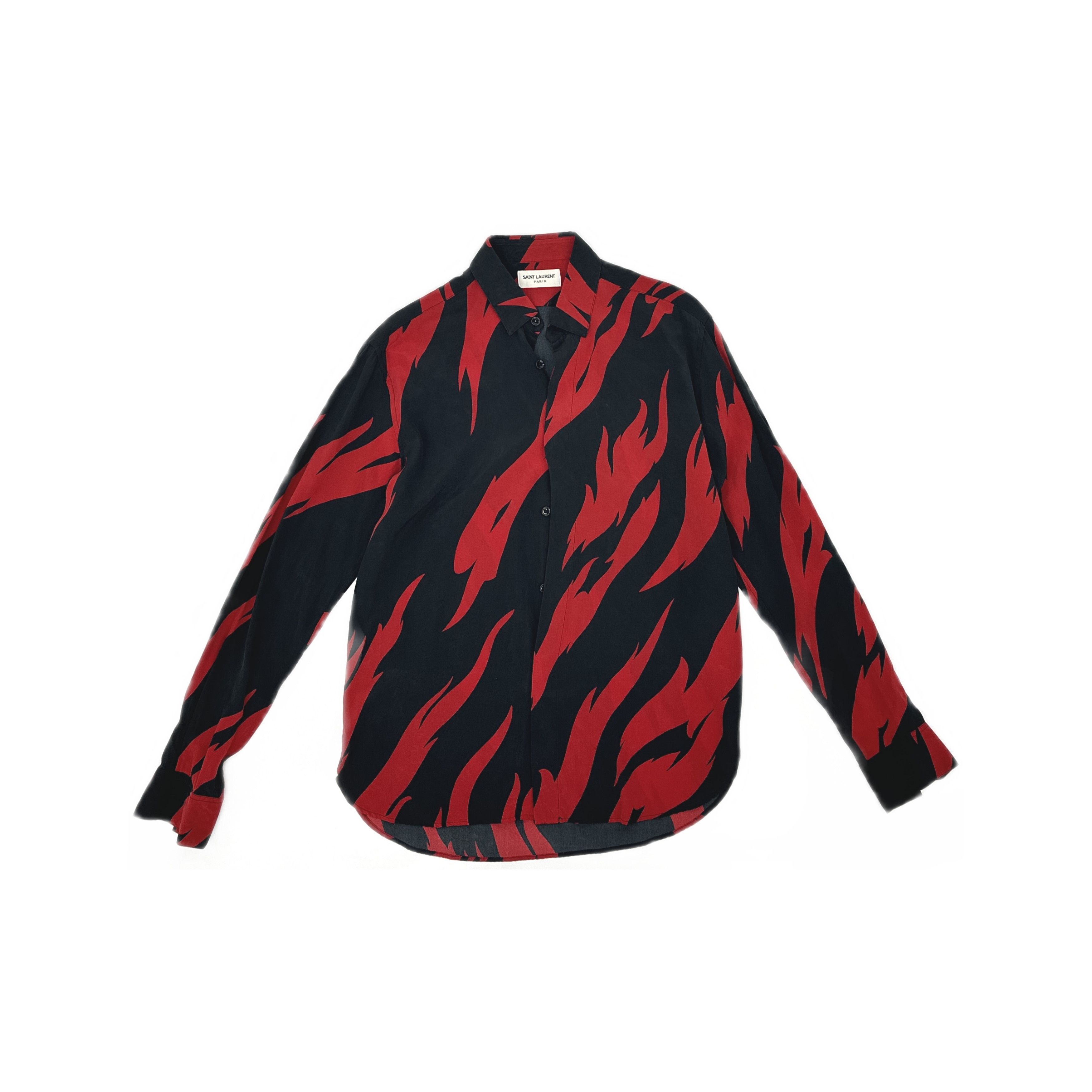 Saint Laurent Paris Saint Laurent Flame Print Silk Shirt Size 38 Size US S / EU 44-46 / 1 - 1 Thumbnail