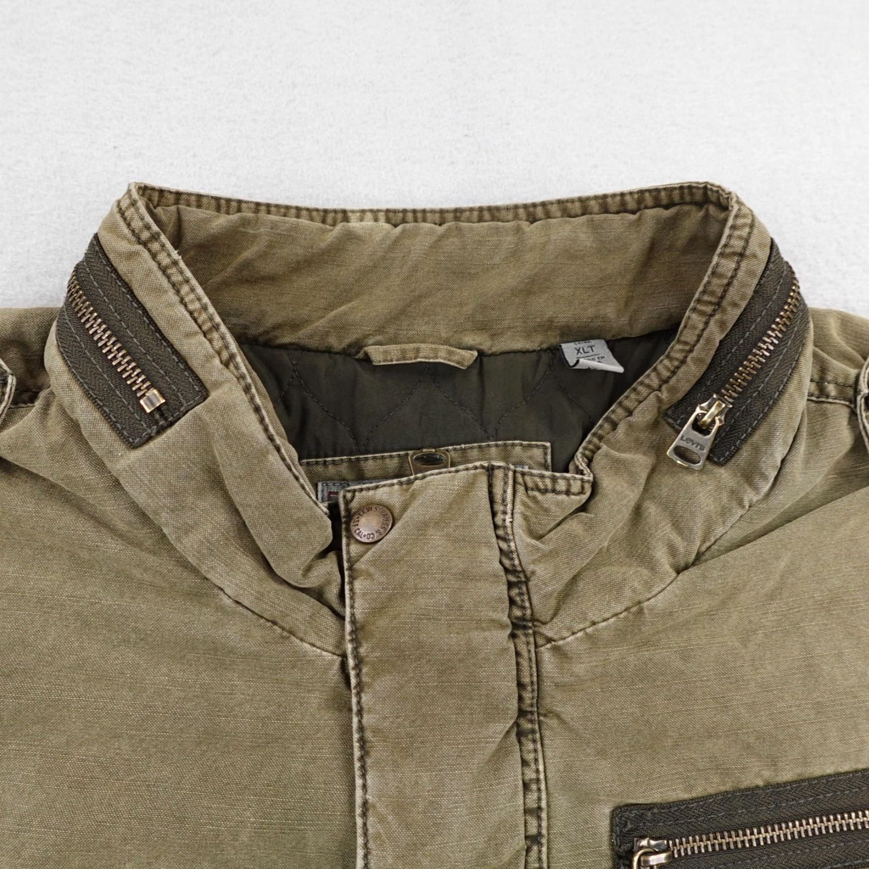 Levi's Levis Jacket Mens XL Tall Green Canvas Military Field Coat Quilted Lined Zip Up Size US XL / EU 56 / 4 - 2 Thumbnail