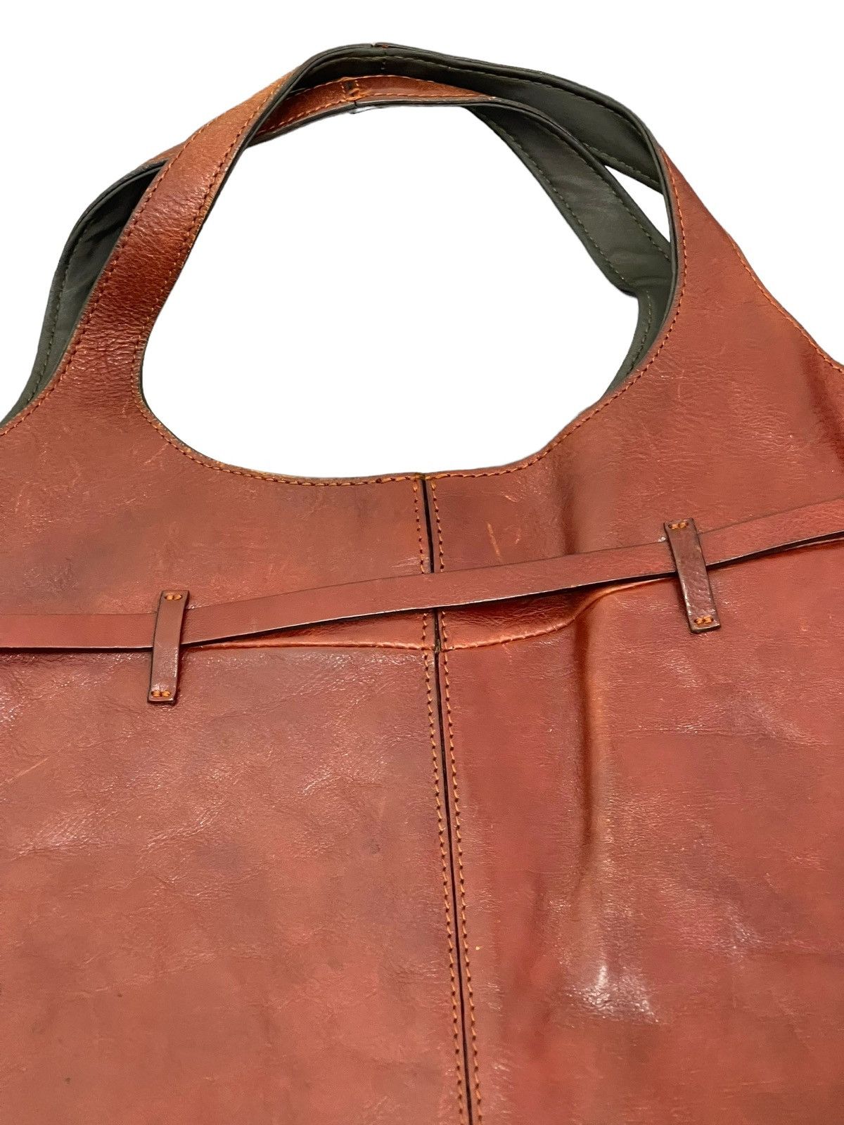 Genuine Leather Full Leather Patina Vtg Francesco Biasia Tote Bag 2🟩 Size ONE SIZE - 18 Thumbnail