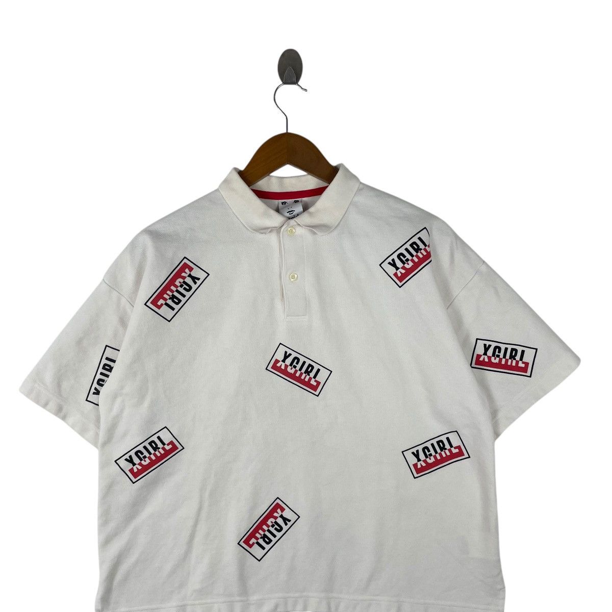 Vintage × X-Girl Vintage X-GIRL Japan Over Script Boxy Polo Tee Shirt Size L / US 10 / IT 46 - 2 Thumbnail