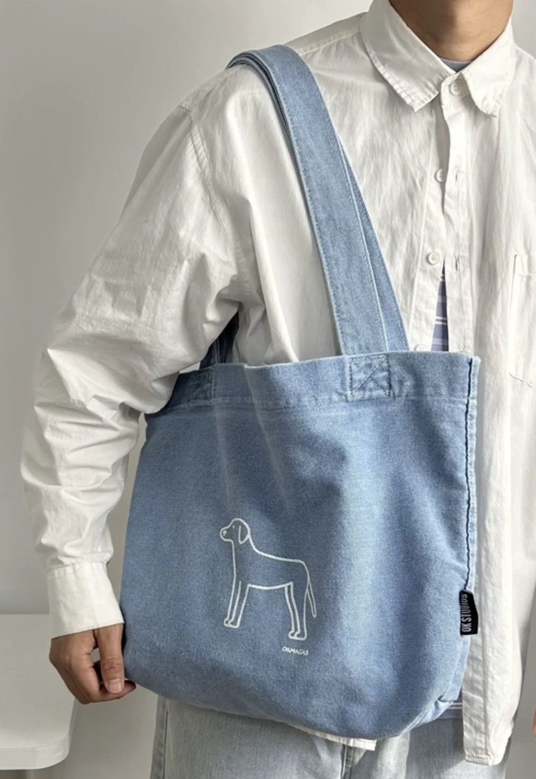 Japanese Brand Outdoor y2k washed doggy denim tote bag aesthetic Size ONE SIZE - 1 Thumbnail