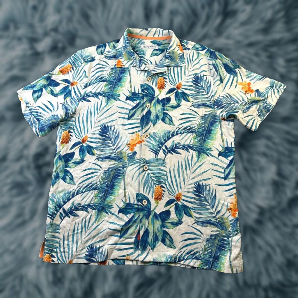 Tommy Bahama Tommy Bahama Shirt Mens Medium Green Camp Button Up Silk Palms Size US M / EU 48-50 / 2 - 1 Thumbnail