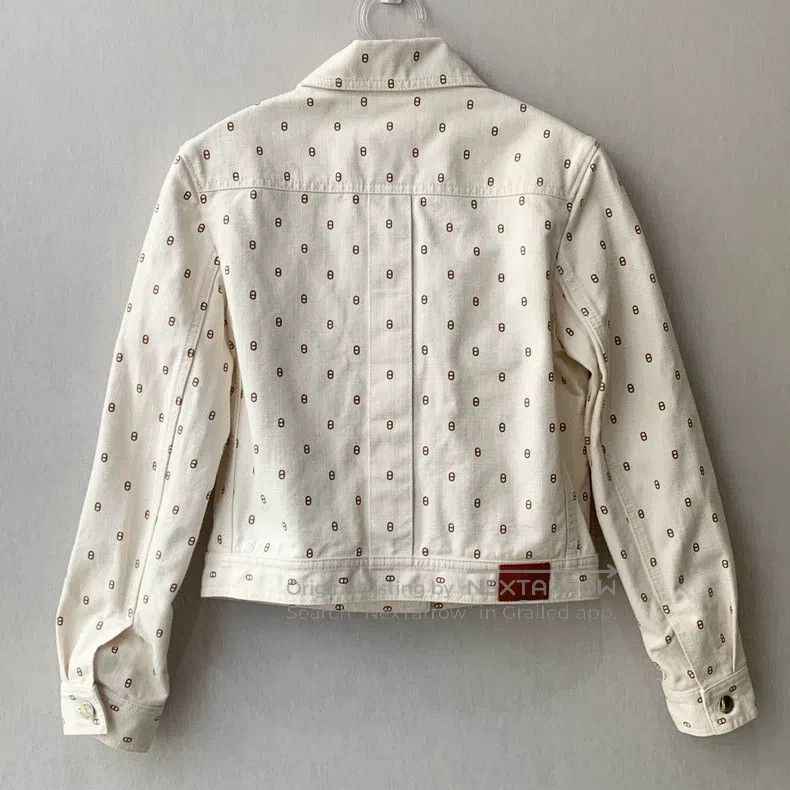 Hermes Hermes Denim Jacket with Leather Logo and Pig Nose Design Size XS / US 0-2 / IT 36-38 - 3 Thumbnail