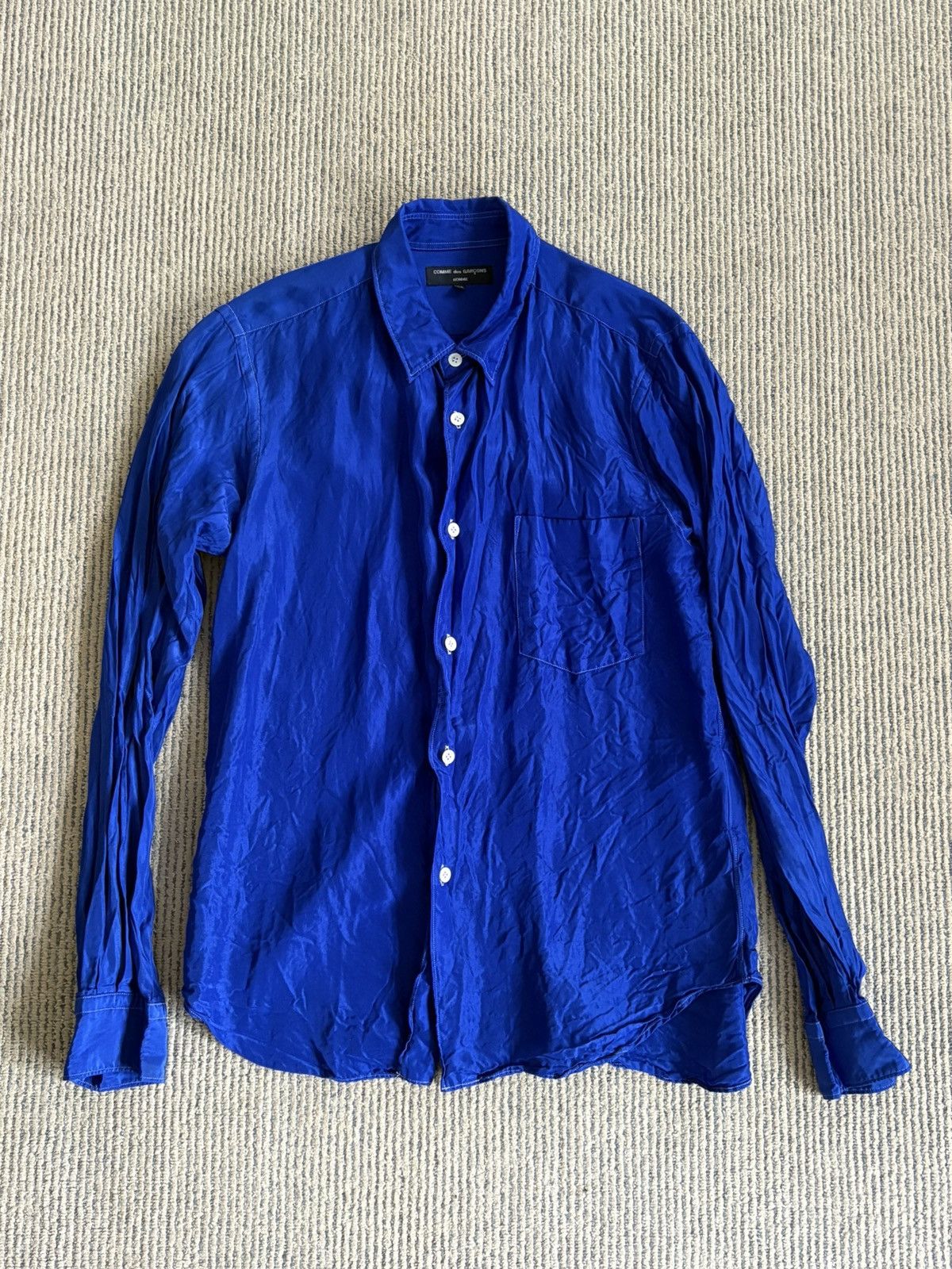 Comme des Garcons CDG Homme 2008 Textured Blue Shirt Size US XS / EU 42 / 0 - 1 Thumbnail