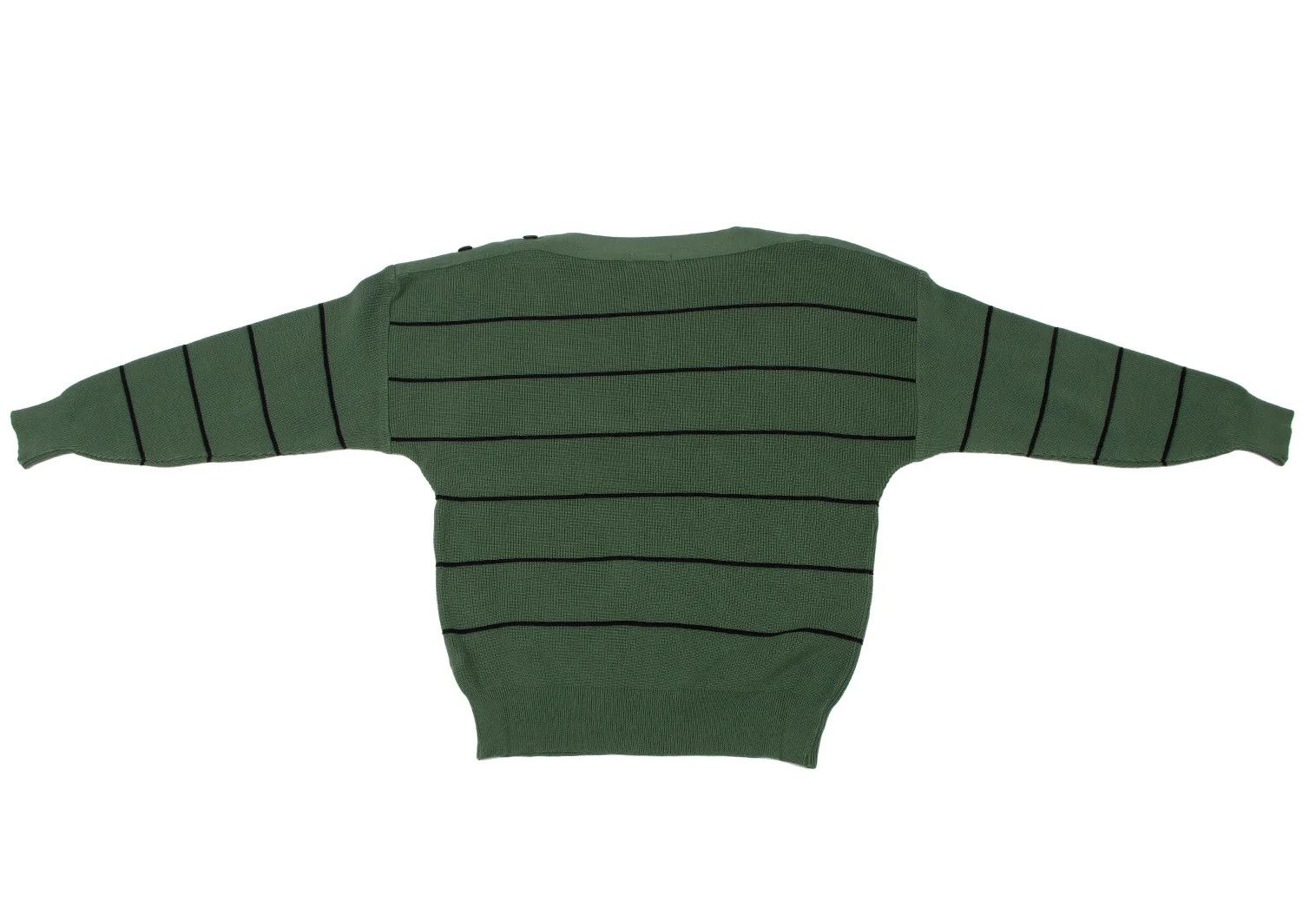 Issey Miyake Shoulder Button Striped Knit Sweater Green Black F Size US M / EU 48-50 / 2 - 10 Thumbnail