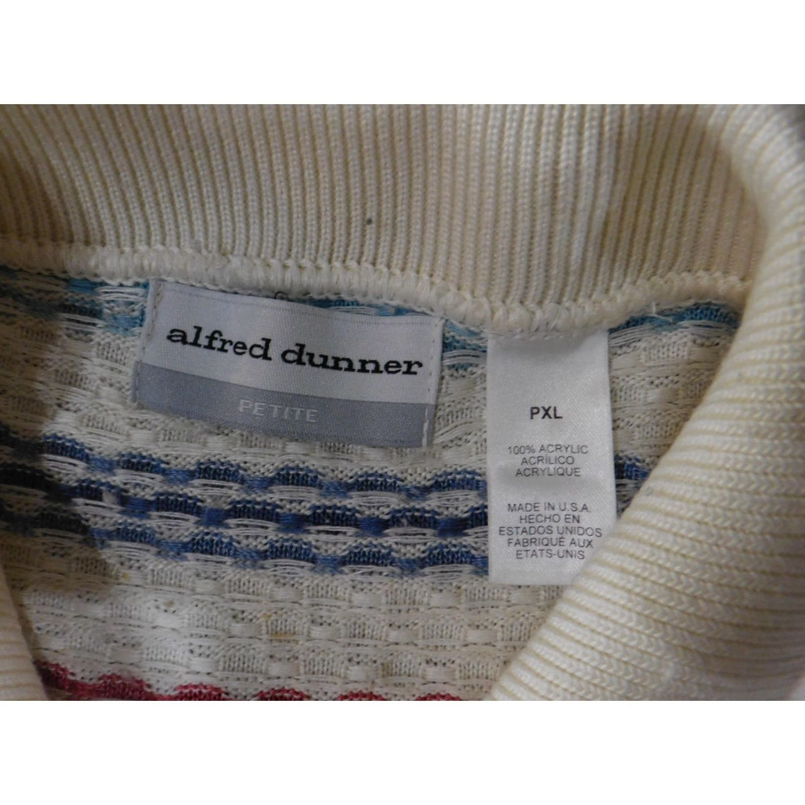 Vintage VINTAGE Alfred Dunner Polo Shirt Womens Petite XL Ivory Red Blue Striped Knit Made USA Size XL / US 12-14 / IT 48-50 - 4 Thumbnail