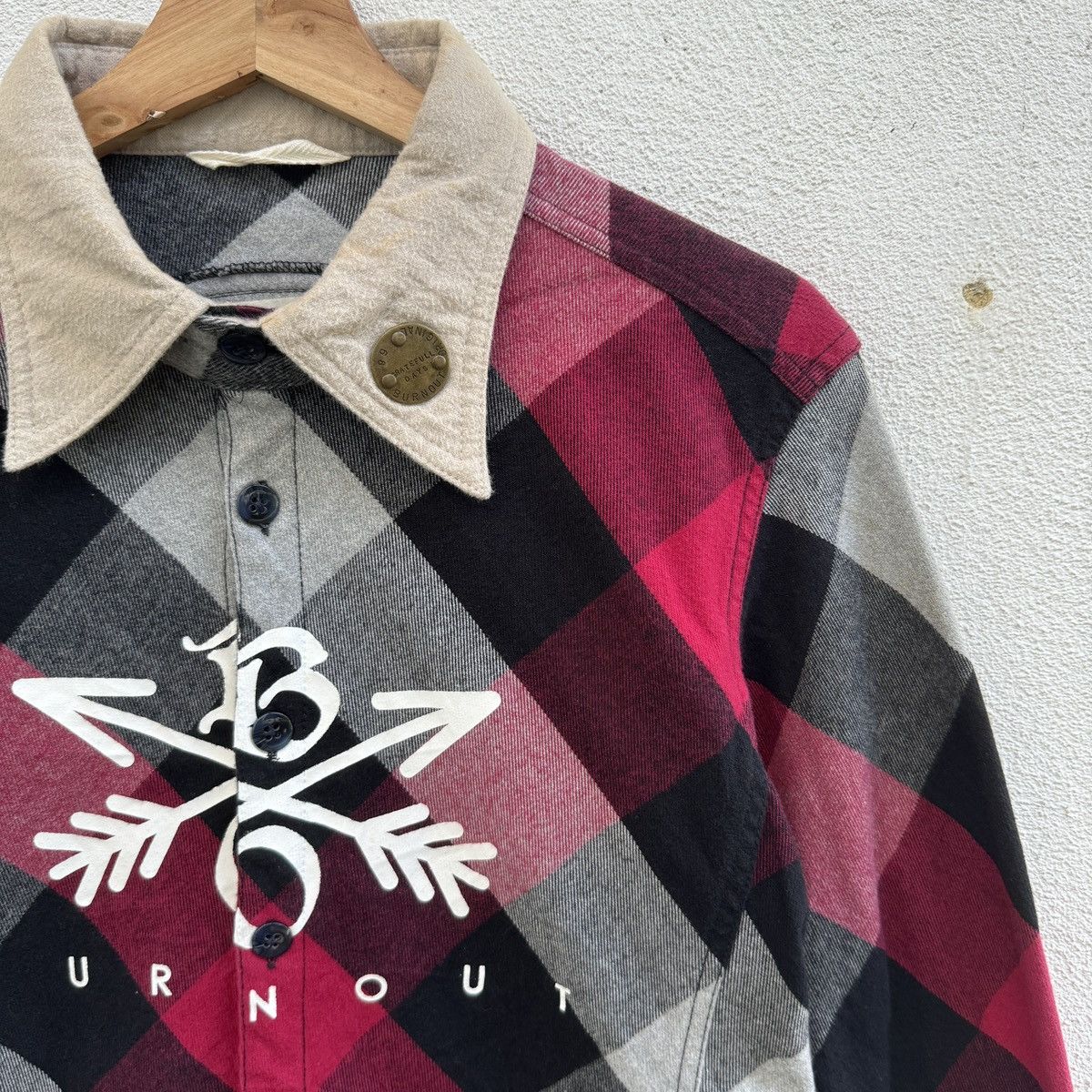 Japanese Brand BURNOUT Cross Arrow Flannel Shirt UVERworld Takuya Size US S / EU 44-46 / 1 - 3 Thumbnail
