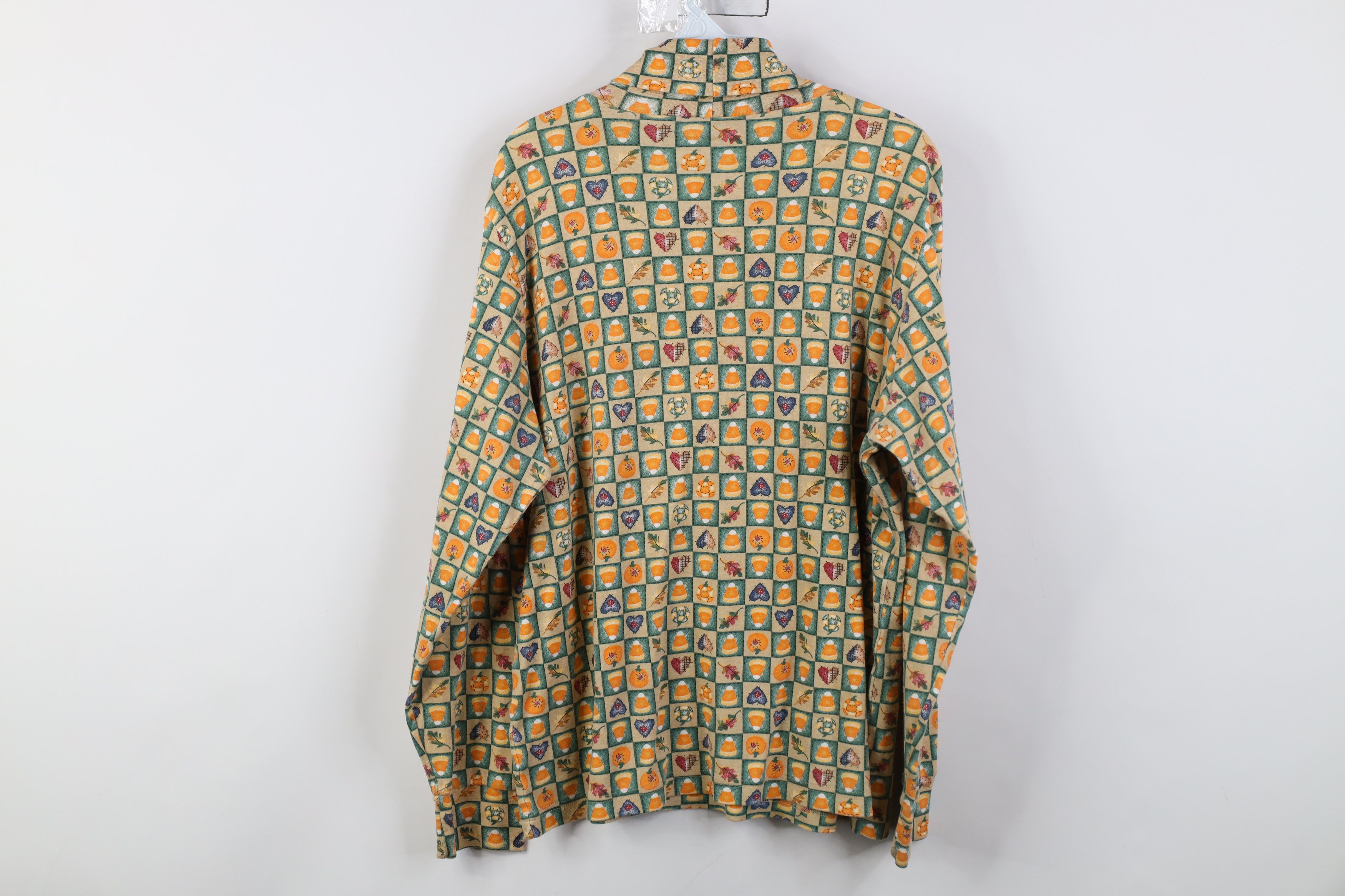 Vintage Vintage 90s Halloween Candy Corn Pumpkin Turtleneck T-Shirt Size L / US 10 / IT 46 - 7 Thumbnail