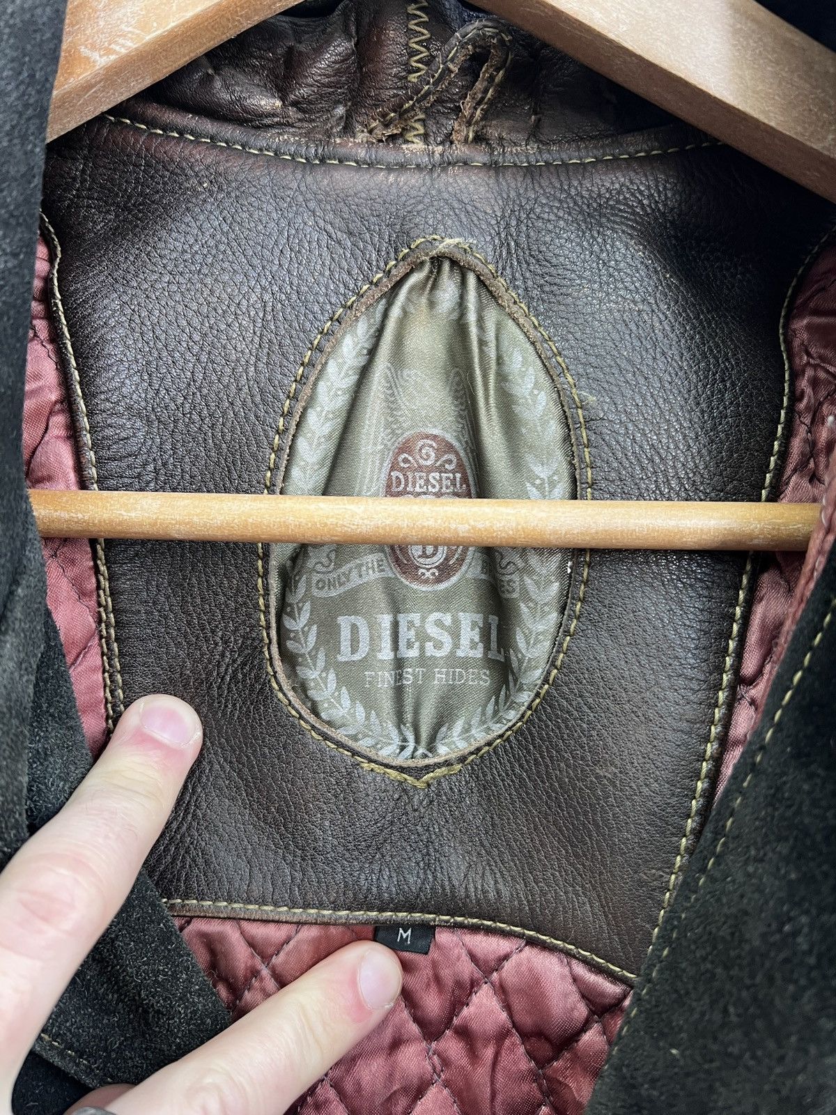 90s retro suede leather tracker jacket diesel punk Grindr