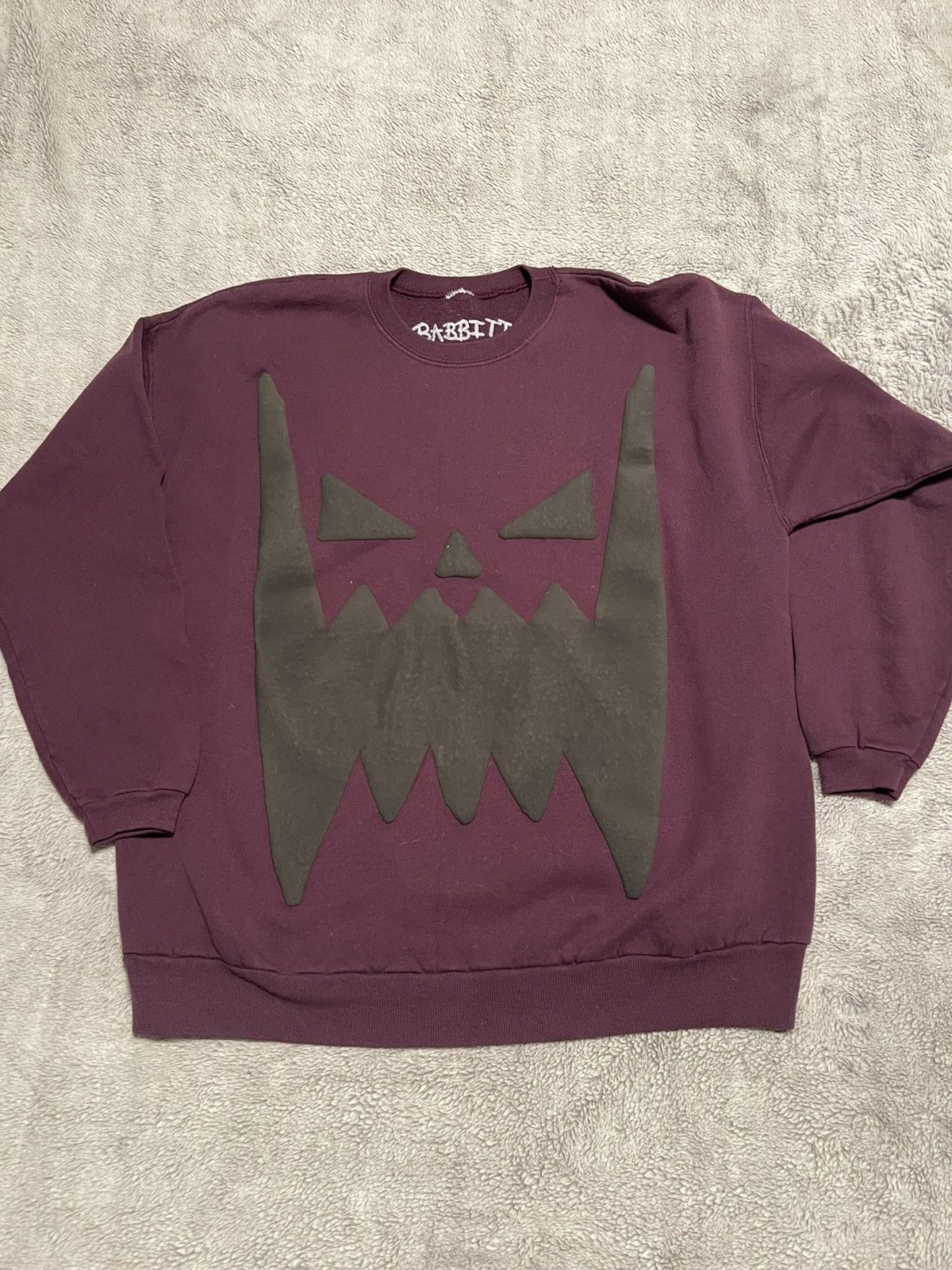 image of Asspizza Vintage Puff Print Sweater in Purple, Men's (Size Medium)
