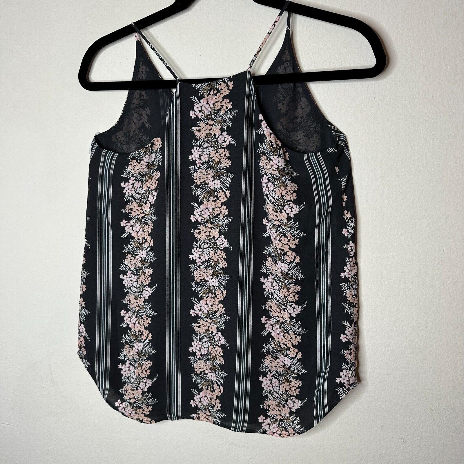 Loft Loft Gray Pink Floral Stripe VNeck Halter Sleeveless Top XSP Size XS / US 0-2 / IT 36-38 - 2 Thumbnail