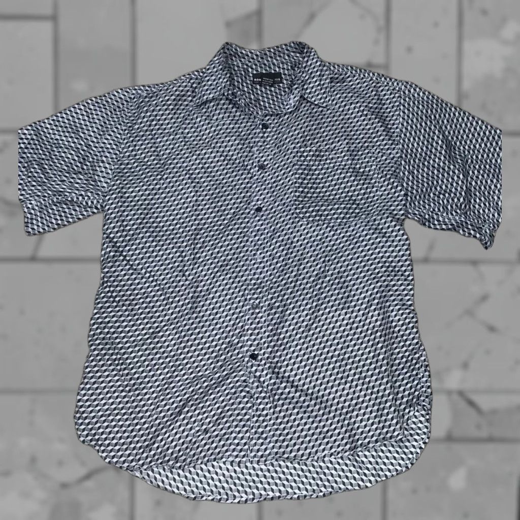 Vintage Robert Louis Mens Button-Up Silk Geometric Short Sleeve Shirt Sz L Blue Size US L / EU 52-54 / 3 - 1 Thumbnail