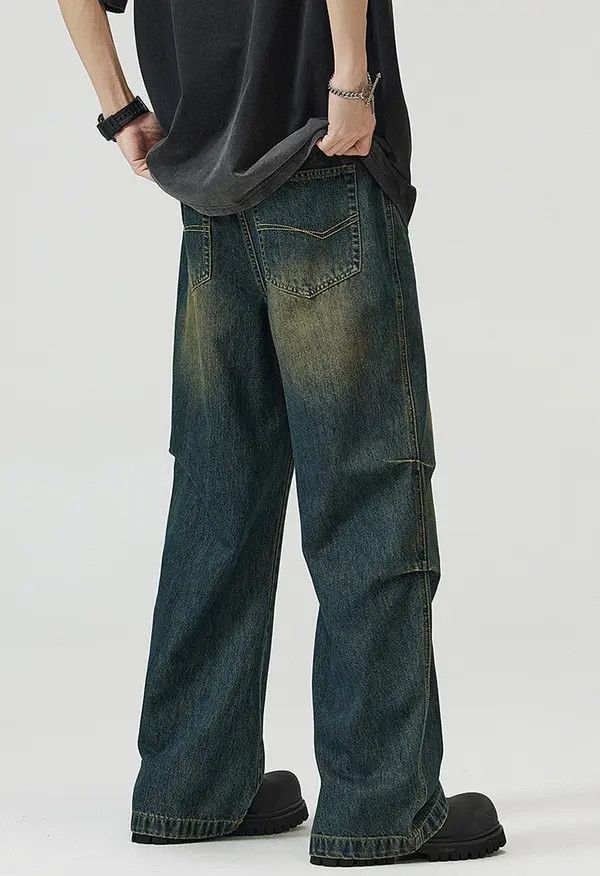 Japanese Brand Fujita x Aoba Vintage washed distressed flared loose jeans Size US 33 - 8 Thumbnail