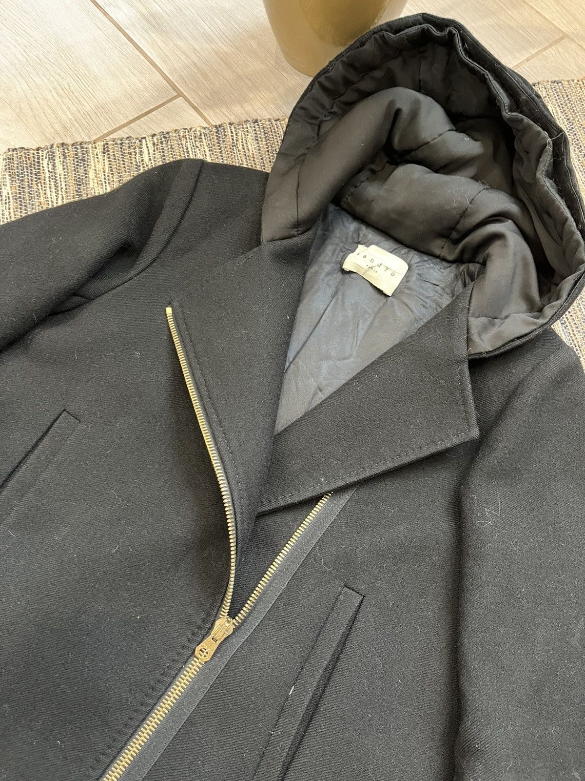 Sandro Sandro Wool Coat Black parka insulated luxury minimalistic Size XS / US 0-2 / IT 36-38 - 15 Thumbnail
