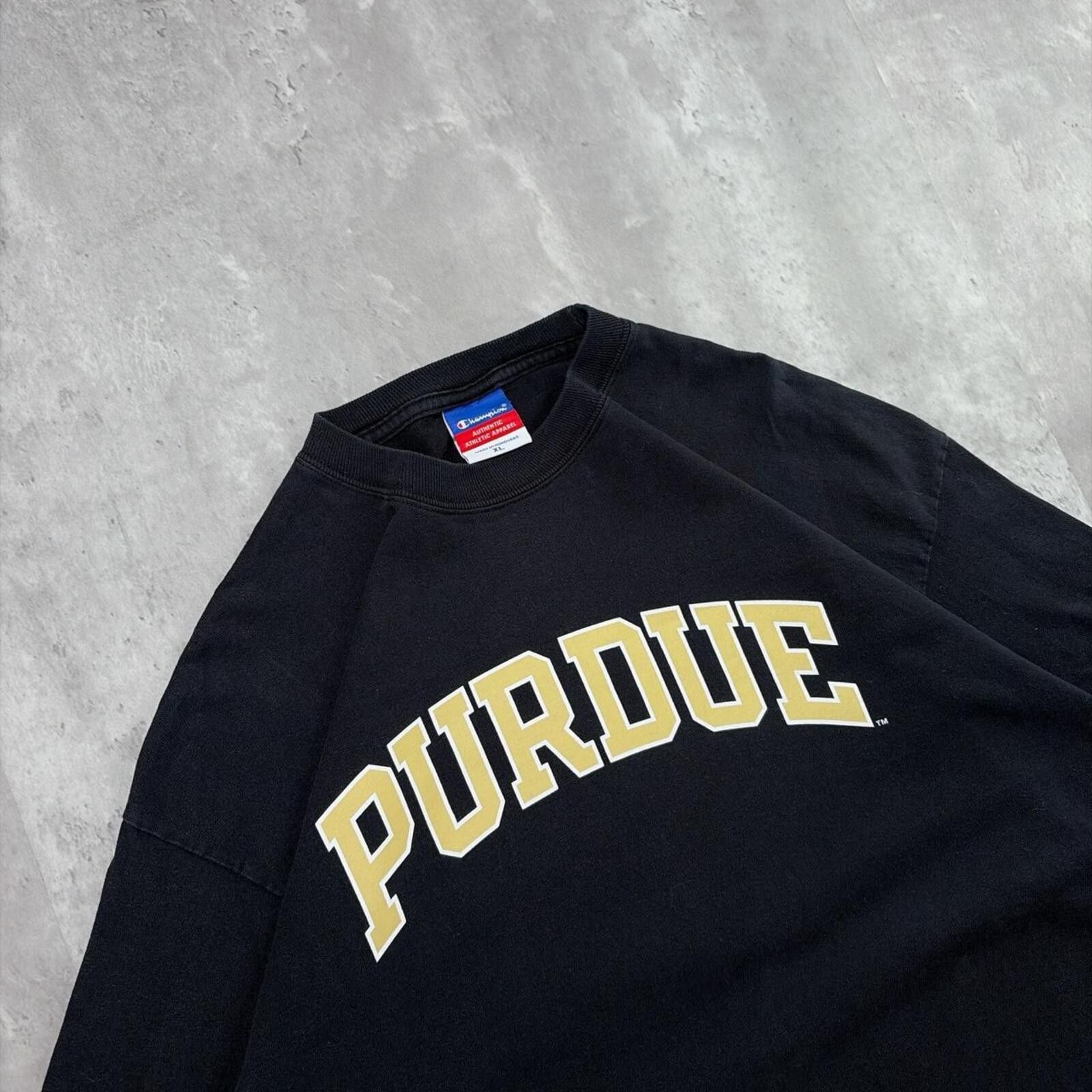 Champion Y2K Black Champion Purdue University Long Sleeve Shirt Size US XL / EU 56 / 4 - 5 Thumbnail