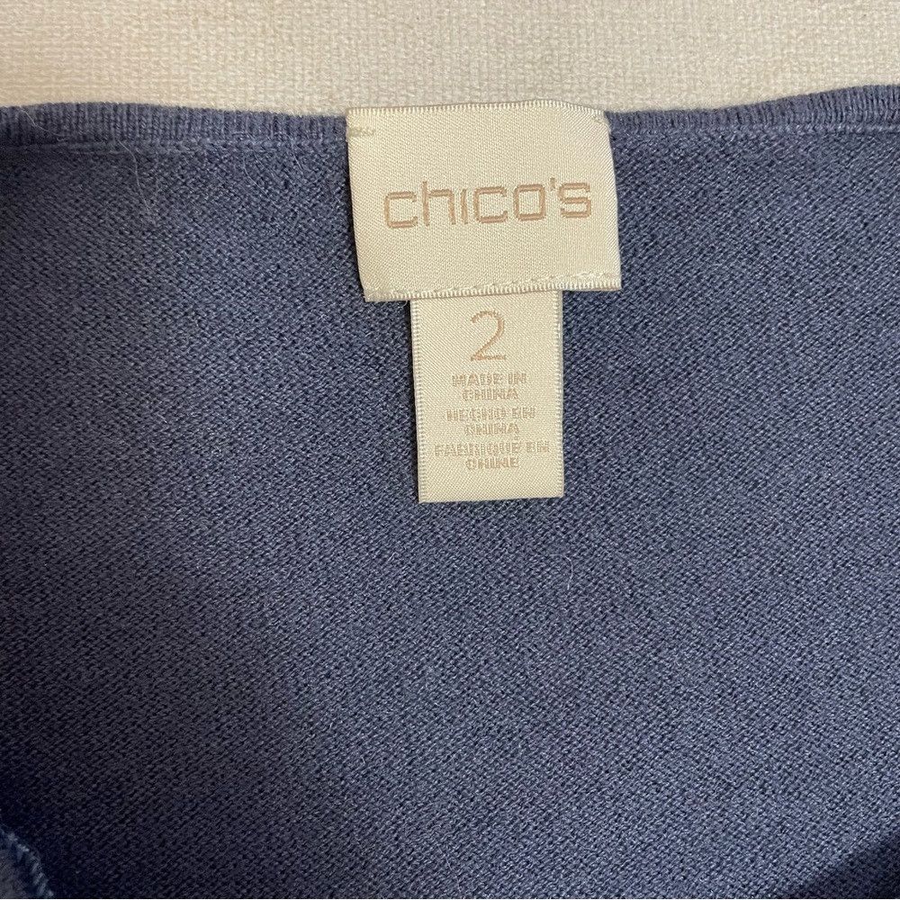 Chicos Chico's Blue Floral Sweater Size 2 US L Size L / US 10 / IT 46 - 6 Thumbnail
