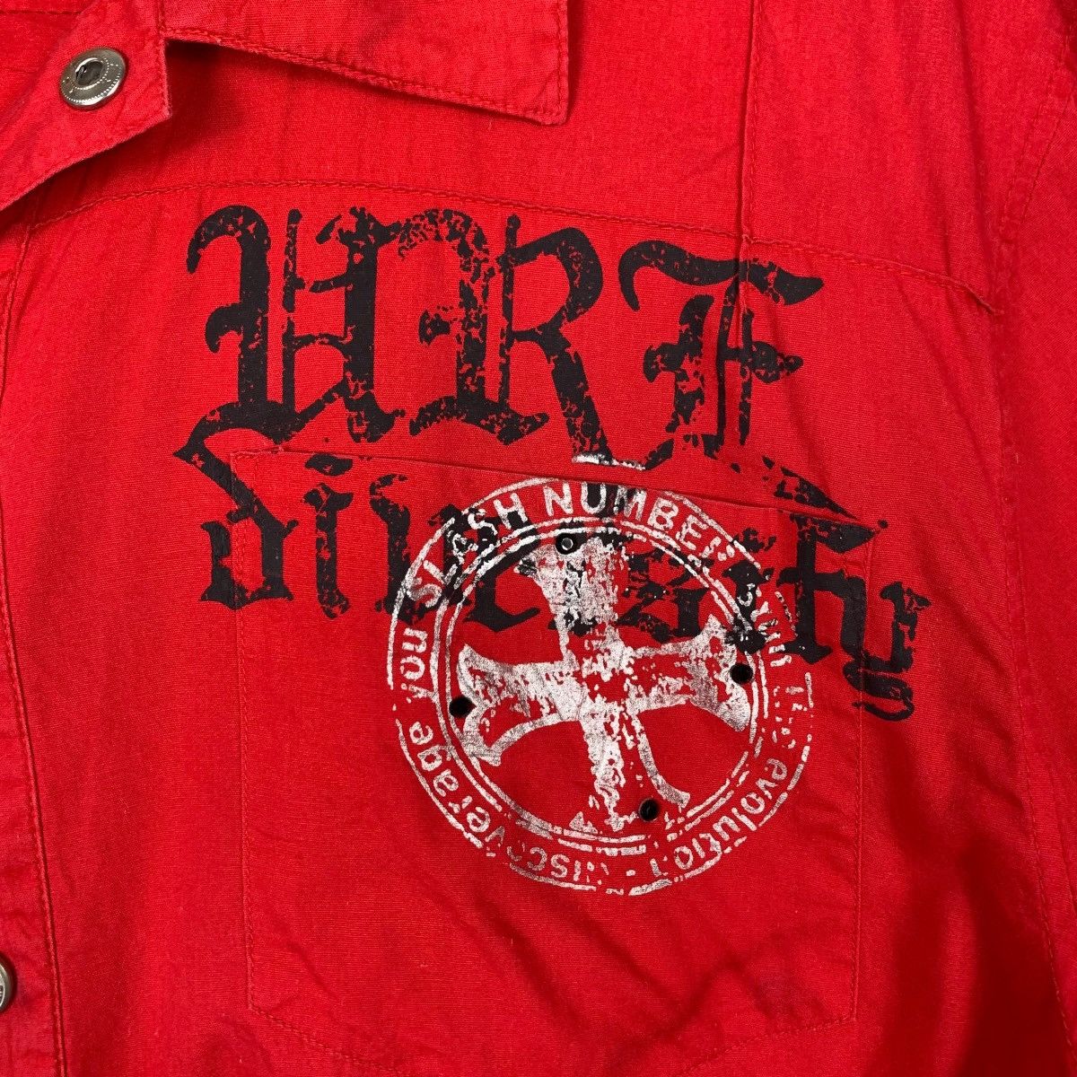Japanese Brand SLASH NUMBER Red Short Sleeve Button Shirt #2075-C90 Size US L / EU 52-54 / 3 - 15 Thumbnail