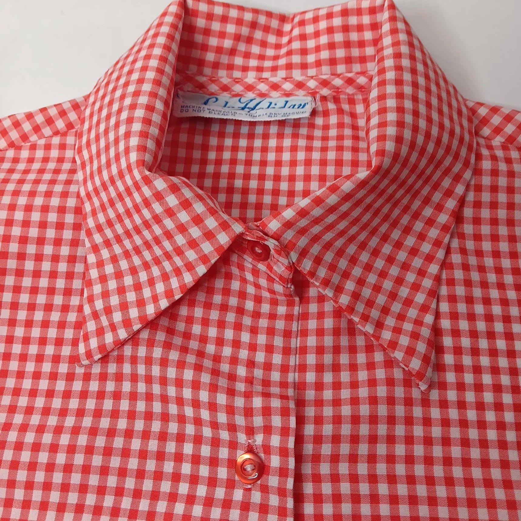 Vintage Lady Holiday Blouse Shirt Womens M White Plaid Collared Long Sleeve Vintage Holiday Pattern Size M / US 6-8 / IT 42-44 - 3 Thumbnail