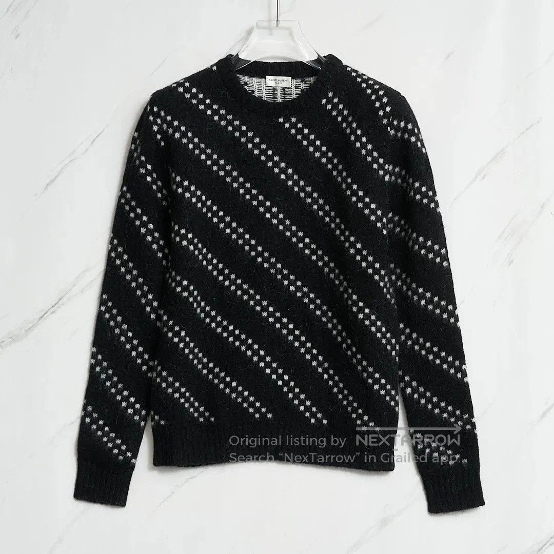 Saint Laurent Paris Saint Laurent Men's Black Zigzag Knit Sweater. Size US M / EU 48-50 / 2 - 1 Thumbnail