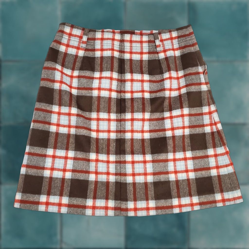 Eddie Bauer VINTAGE Eddie Bauer Skirt Womens 6 Brown Multi Plaid Wool Cashmere Blend Preppy Academia Pockets Lined Knee Length A-Line Mens? Size 28" / US 6 / IT 42 - 1 Thumbnail