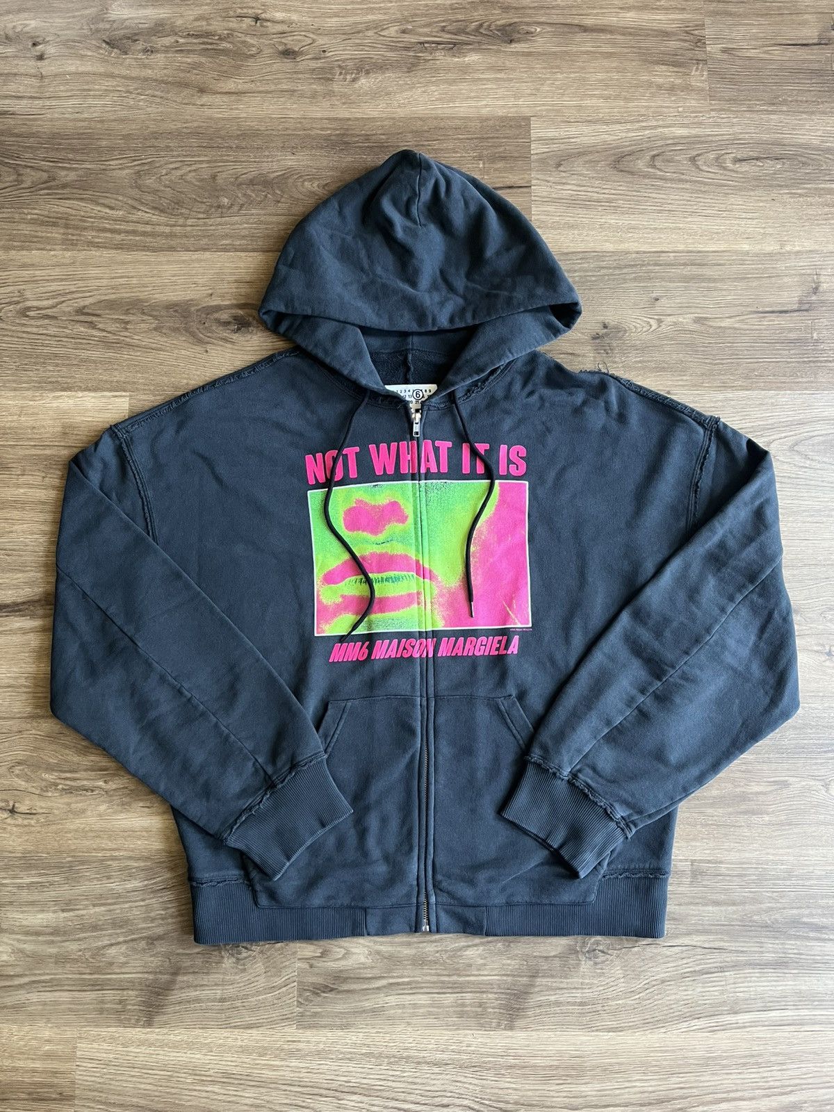 Maison Margiela Maison Margiela MM6 Not What It Is Zip Up Hoodie Black AW24 Size US L / EU 52-54 / 3 - 3 Thumbnail