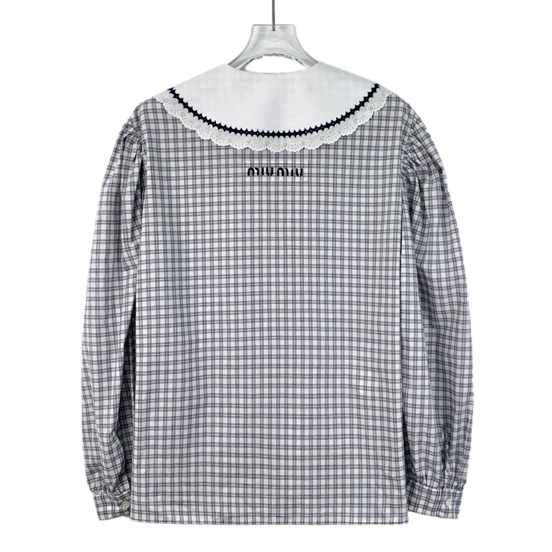 Miu Miu Miu Miu Colorblocked Check Cotton Doll Collar Shirt Size XS / US 0-2 / IT 36-38 - 2 Thumbnail