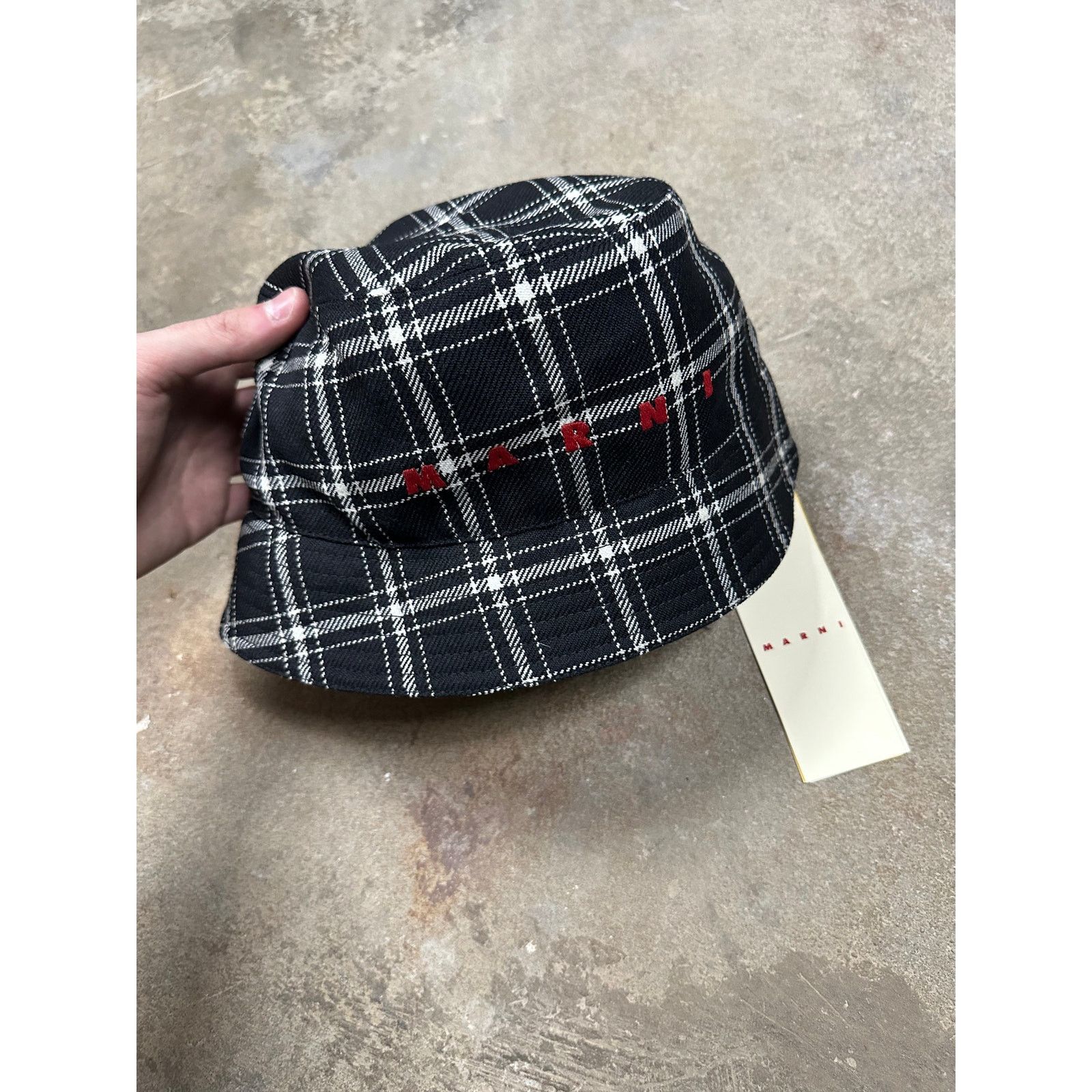 Marni Marni Check Wool Flannel Bucket Hat Black Large New Size ONE SIZE - 1 Thumbnail