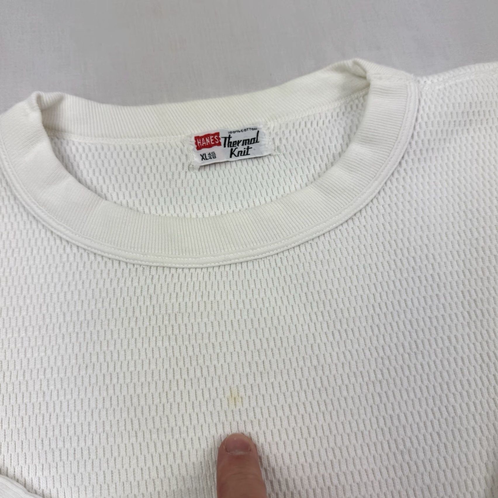 Hanes VINTAGE Hanes Thermal Knit T-Shirt Adult XL White Heavyweight Long Sleeve 70s Mens Size US XL / EU 56 / 4 - 3 Thumbnail