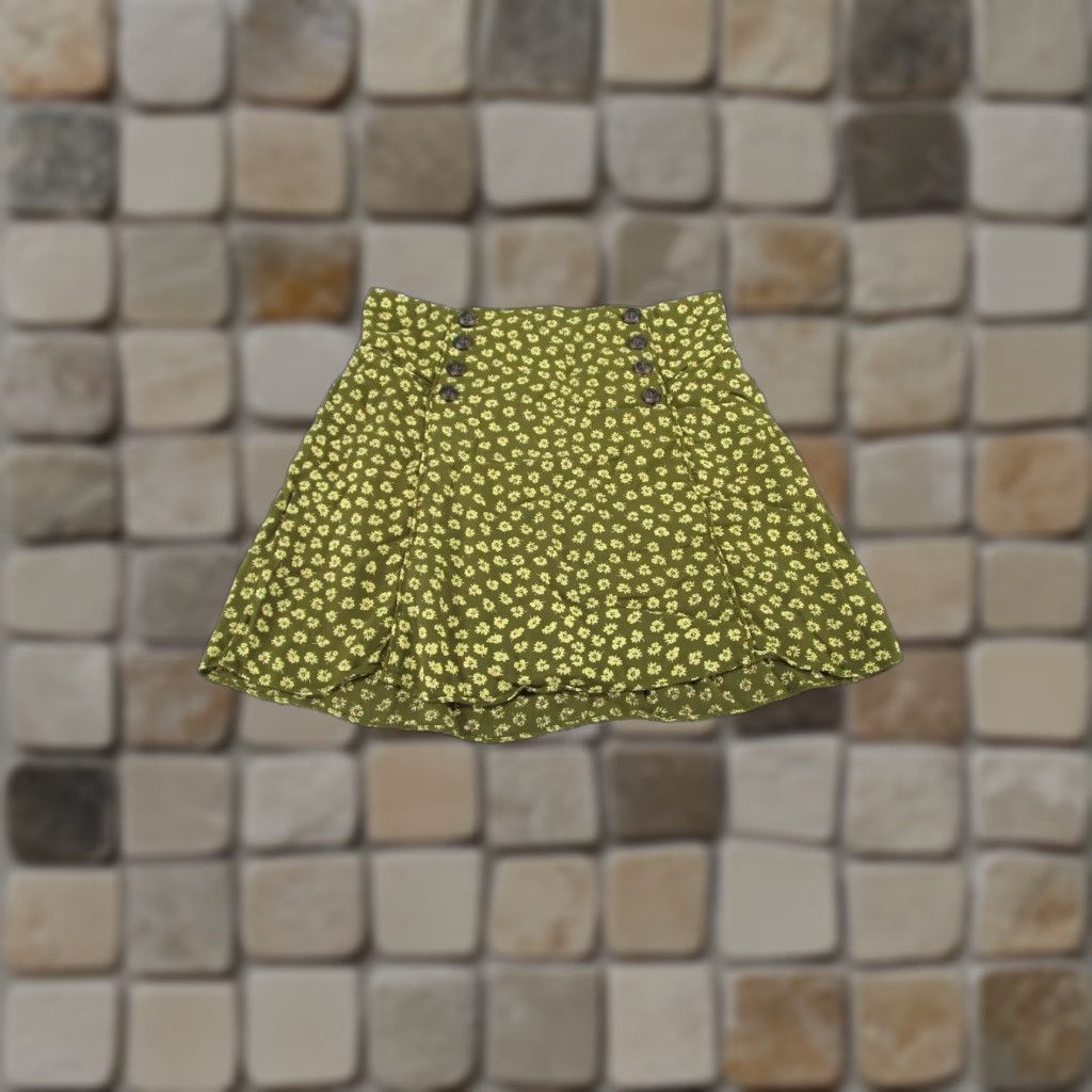 Madewell VINTAGE Madewell Women's Short A-Line Skirt Floral Green Brown Lightweight Viscose Size M Women Size 32" / US 10 / IT 46 - 1 Thumbnail