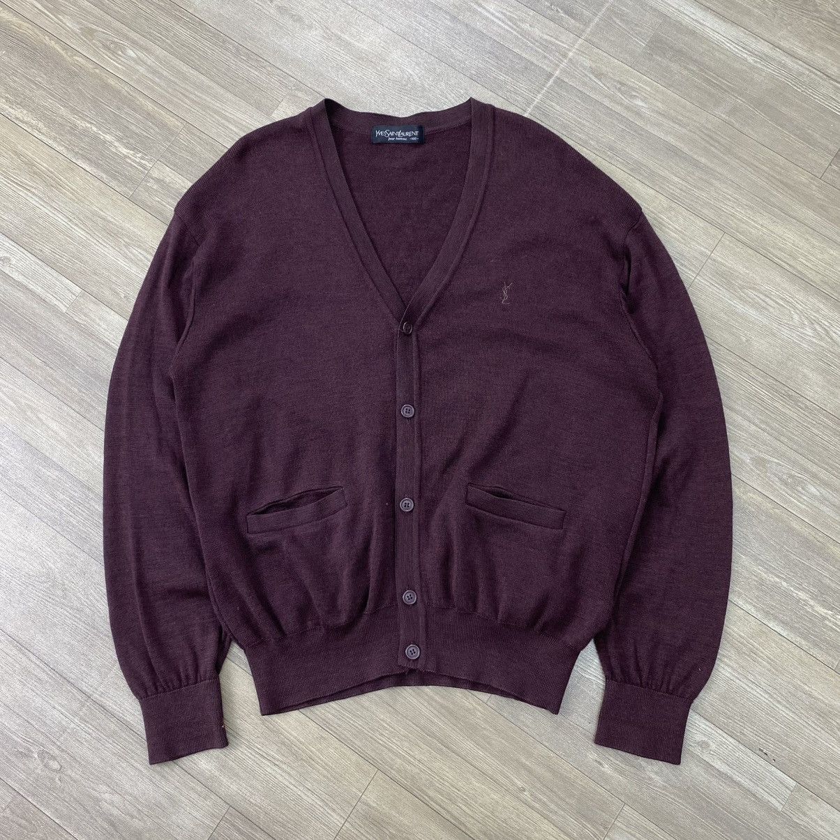 Saint Laurent Paris Vintage Yves Saint Laurent YSL Knitted Cardigan Luxury Size US L / EU 52-54 / 3 - 1 Thumbnail