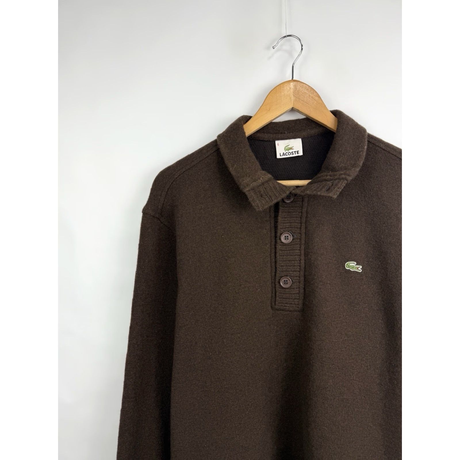 Lacoste VINTAGE Lacoste Wool Brown Sweater 90s Pullover Made in France XL Men Brown 90s Y2K Wool Sweater Lacoste Mens XL Size US XL / EU 56 / 4 - 3 Thumbnail