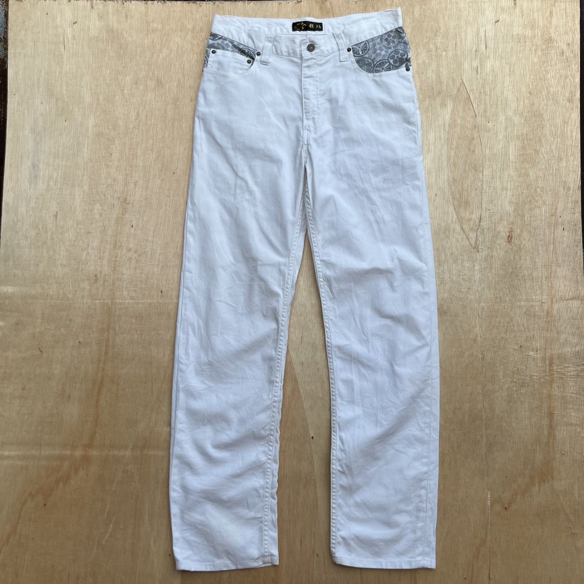 Japanese Brand YAJIE SUKAJAN JAPANESE BRAND WHITE REGULAR STRAIGHT FIT Size US 32 / EU 48 - 6 Thumbnail