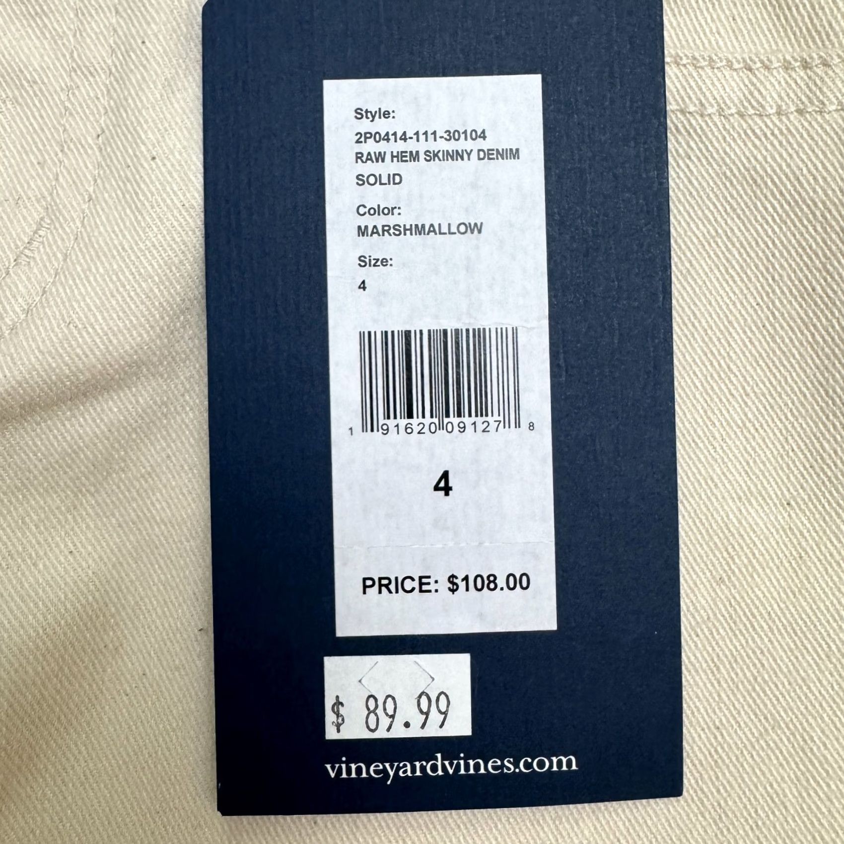 Vineyard Vines Vineyard Vines Skinny Jeans Women 4 Beige Raw Hem Mid Rise Denim NWT Marshmallow Size 27" / US 4 / IT 40 - 6 Thumbnail
