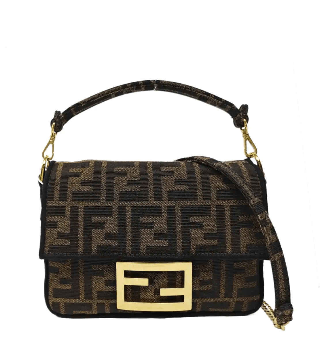 Fendi FENDI Baguette mini brown fabric doubleF jacquard baguette bag shoulder bag hand Size ONE SIZE - 1 Thumbnail