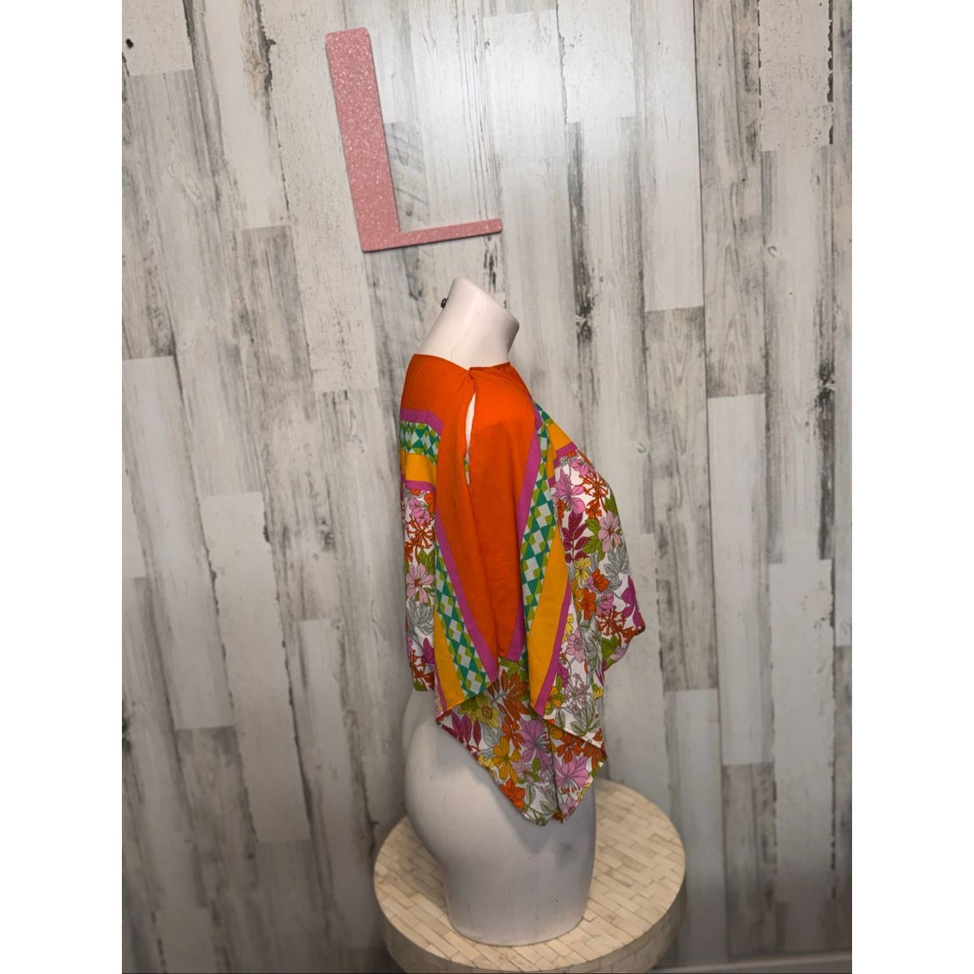 Other Floral & Ivy Bright Retro Floral Top | Orange Multicolor Balloon Sleeve Blouse – Size Large Size L / US 10 / IT 46 - 10 Thumbnail