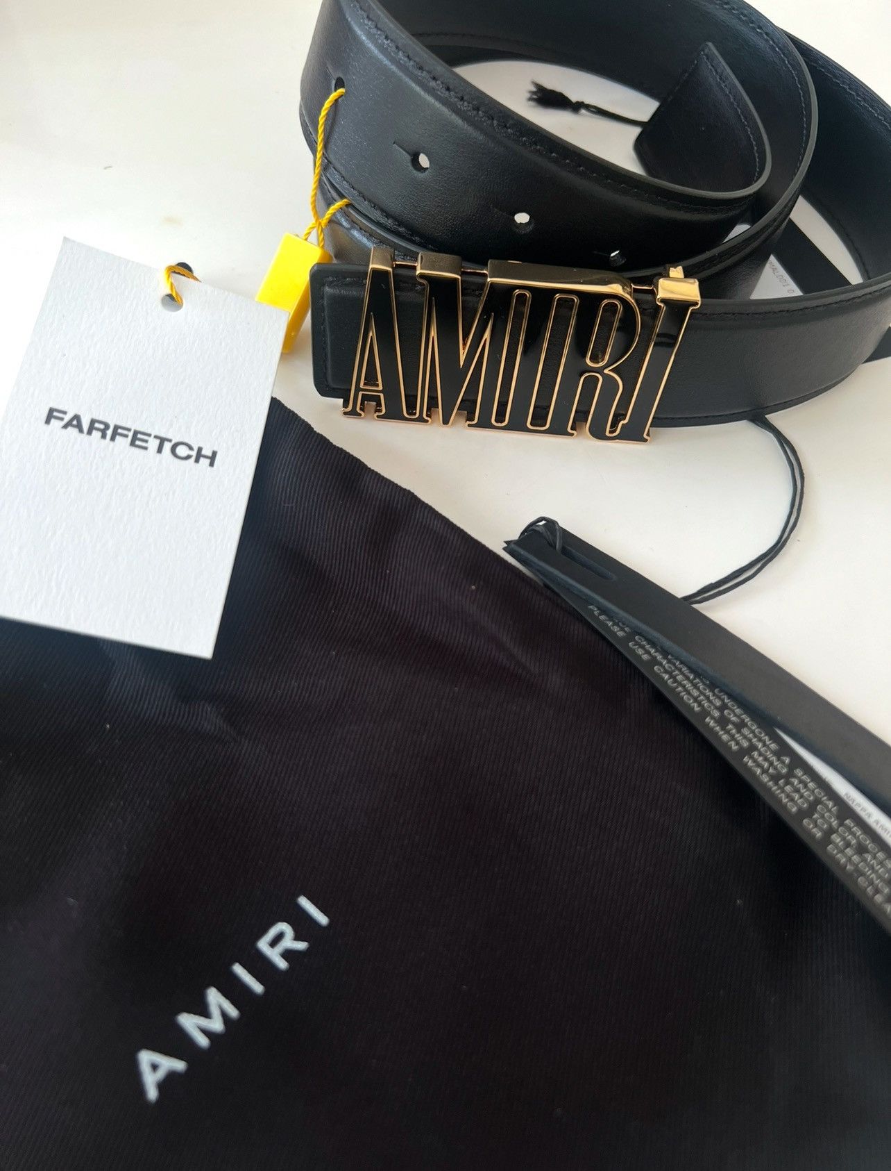 Amiri Core Logo belt black nappa leather size 95 Black Gold