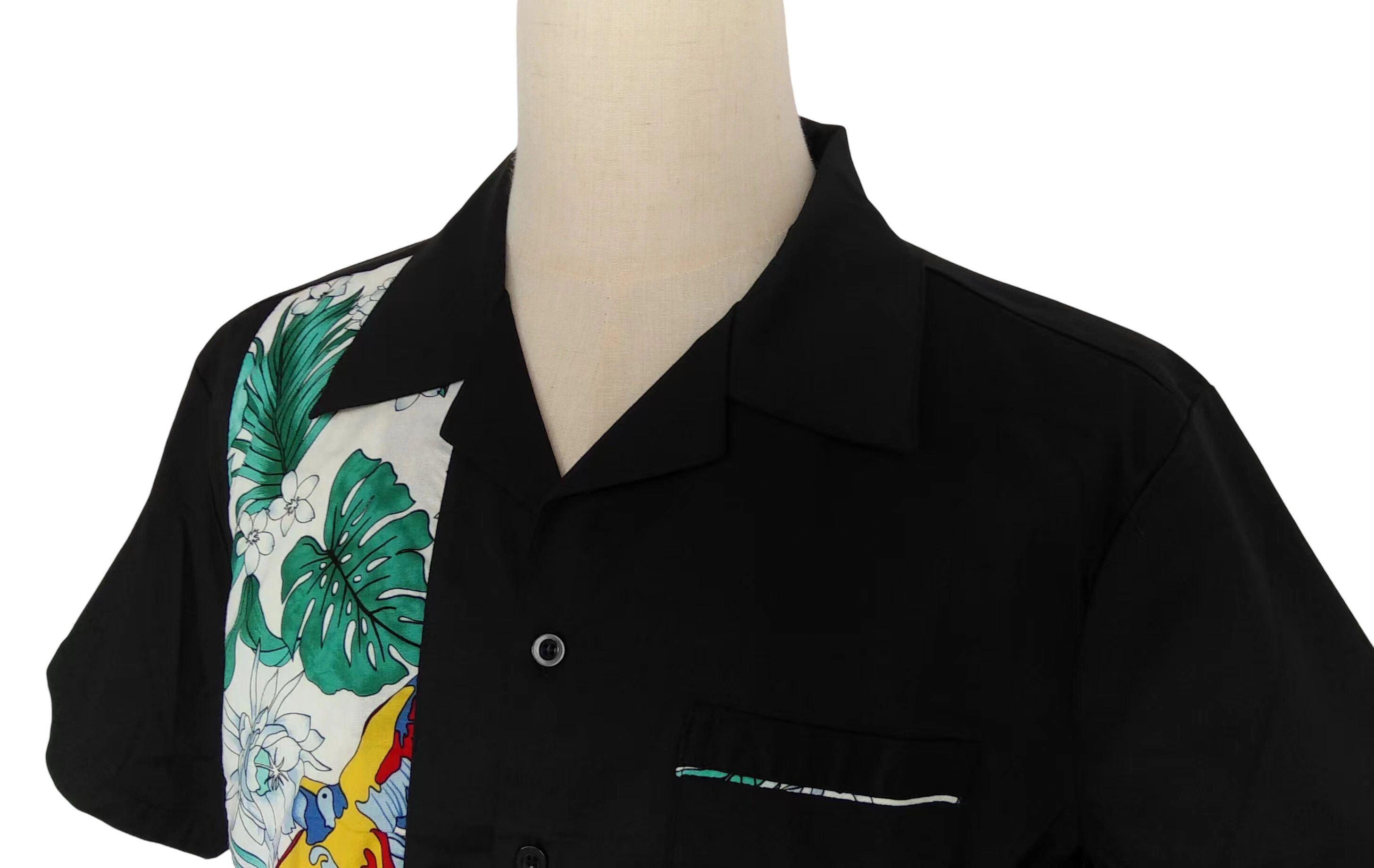 Other Pocket Black Men Shirts Contrast Birds Pattern Size US XXL / EU 58 / 5 - 4 Thumbnail