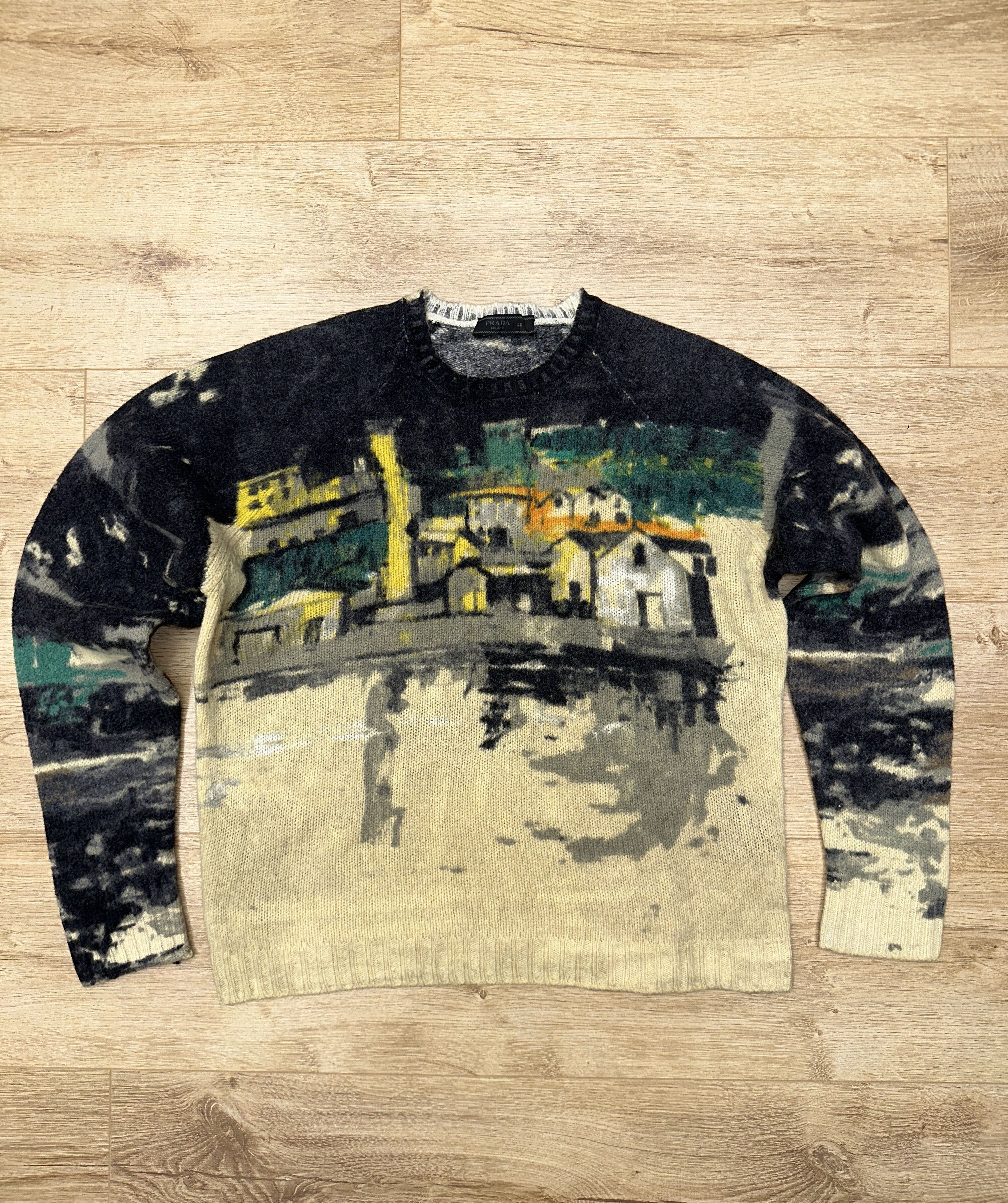 Prada Prada AW17 Handmade Geometric Shetland Wool Knit Sweater